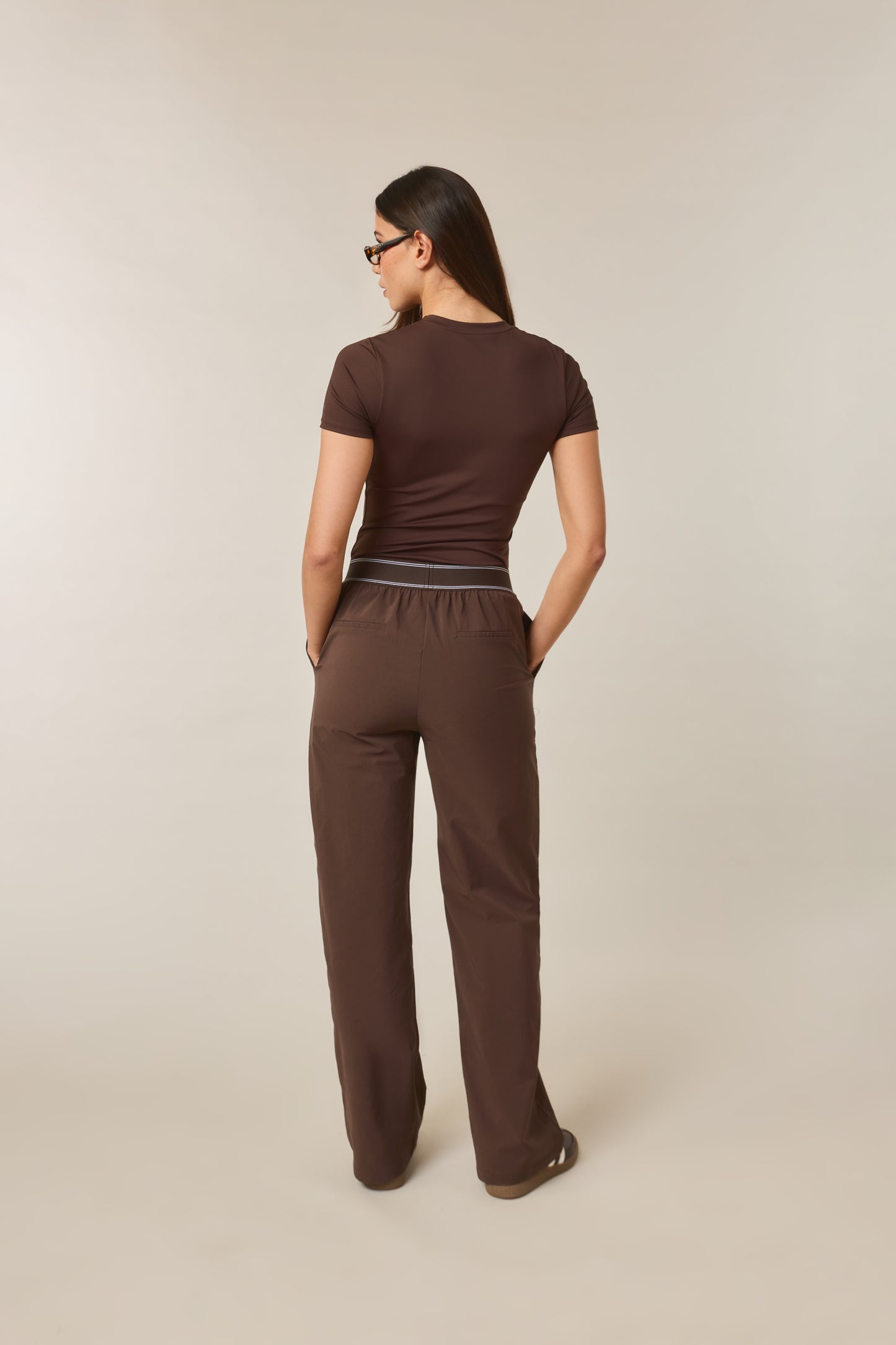 Sculpting Built In Bra Short Sleeve Baby Tee - Espresso