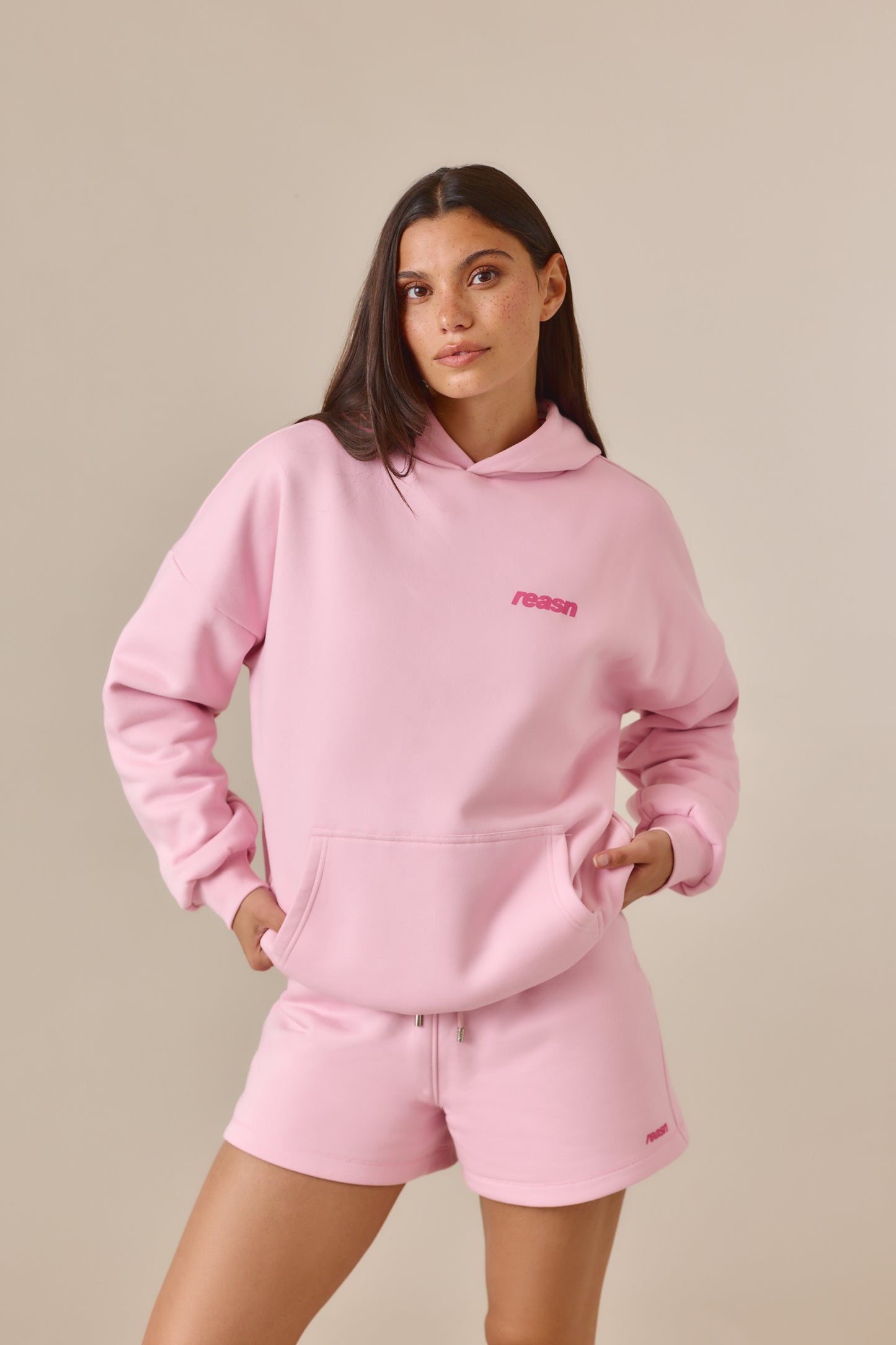 Reversible Stripe Oversized Hoodie - Ballerina Pink