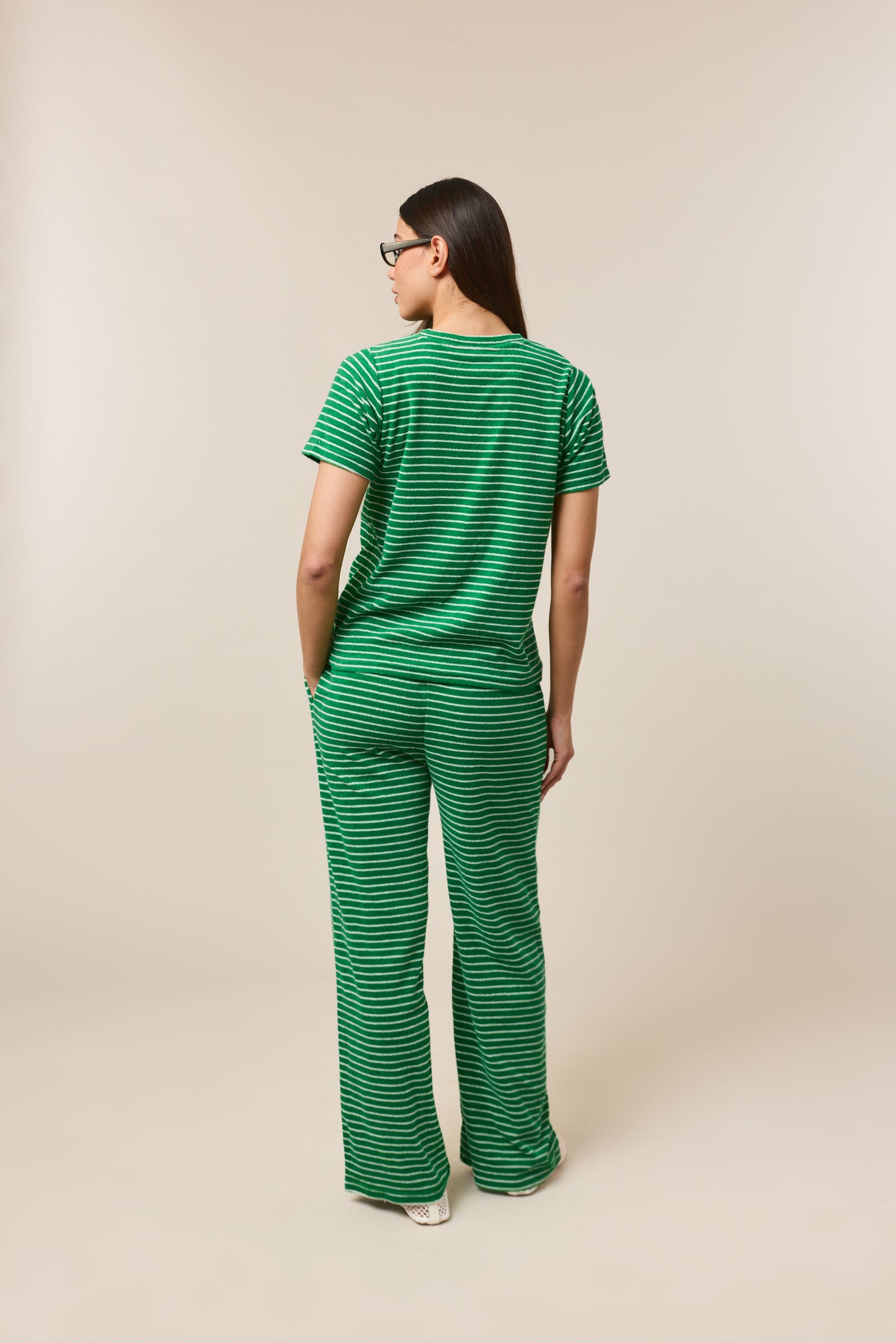 Towelling Stripe Short Sleeve T Shirt - Jelly Bean Green