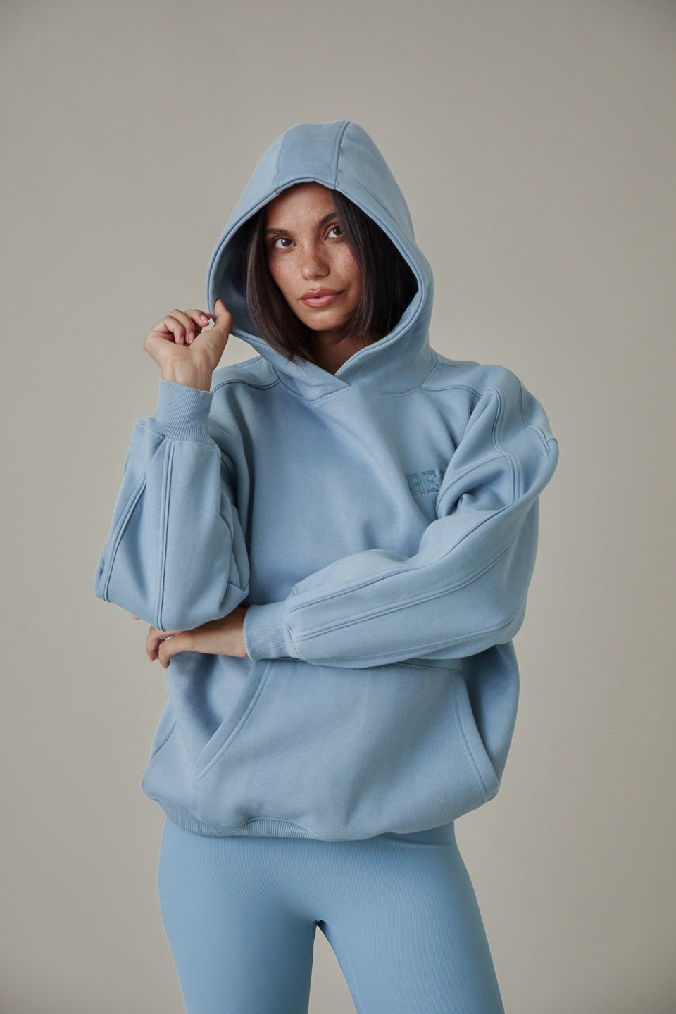 Oversized Branded Hoodie - Spring Lake Blue