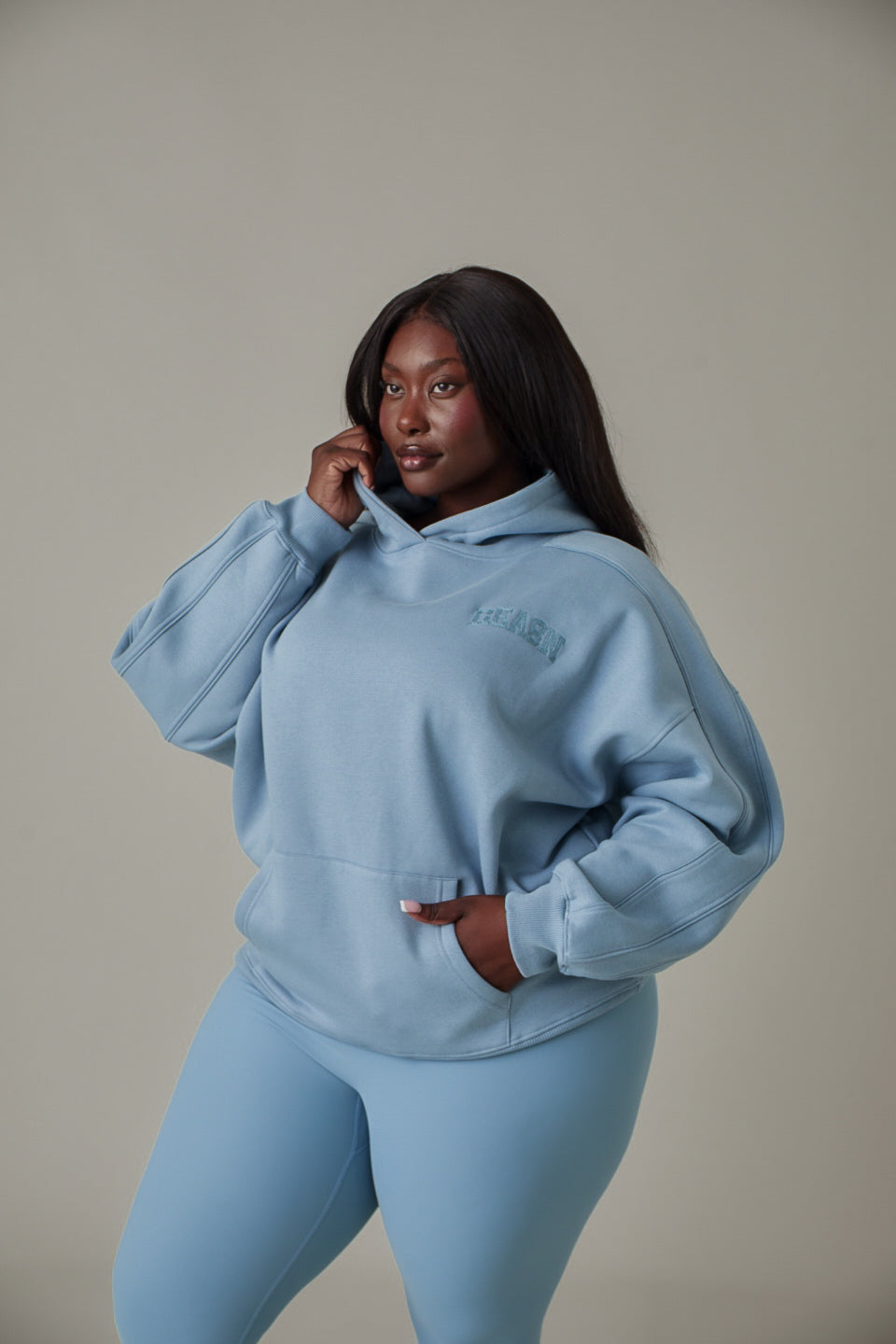 Oversized Branded Hoodie - Spring Lake Blue