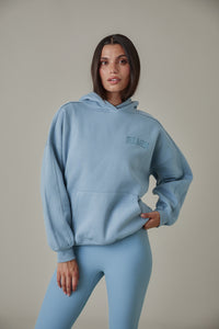 Oversized Branded Hoodie - Spring Lake Blue