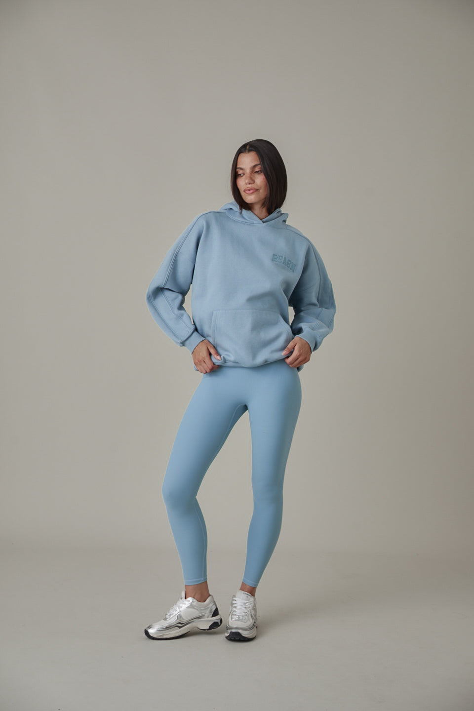 Oversized Branded Hoodie - Spring Lake Blue
