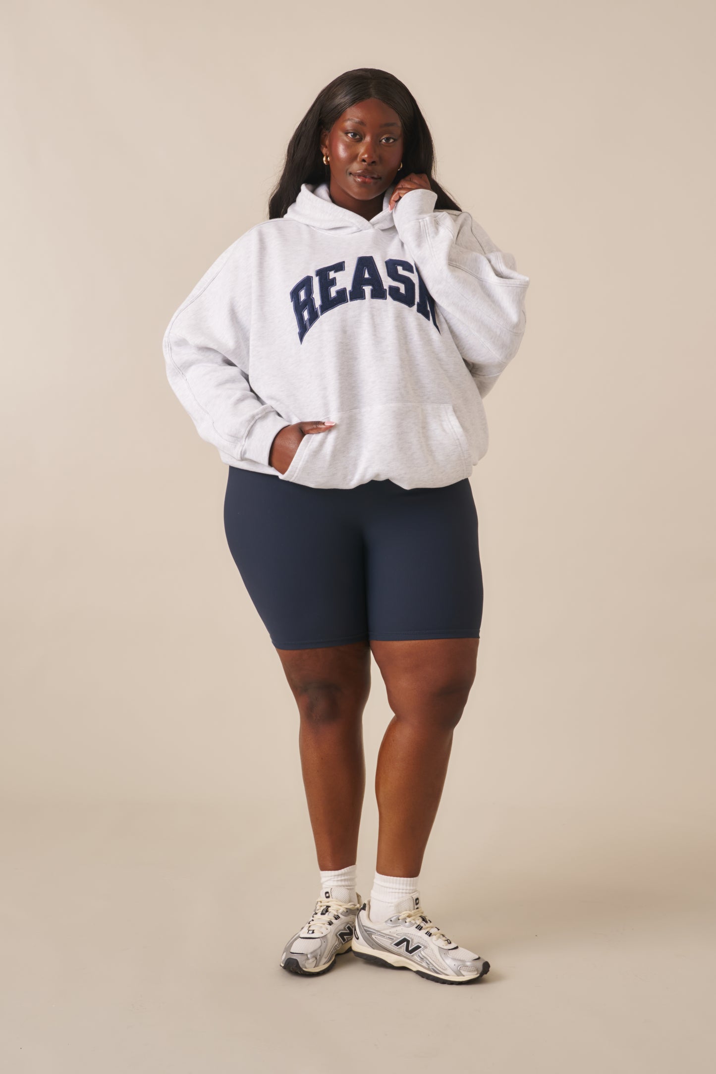 Oversized Branded Hoodie - Grey Marl
