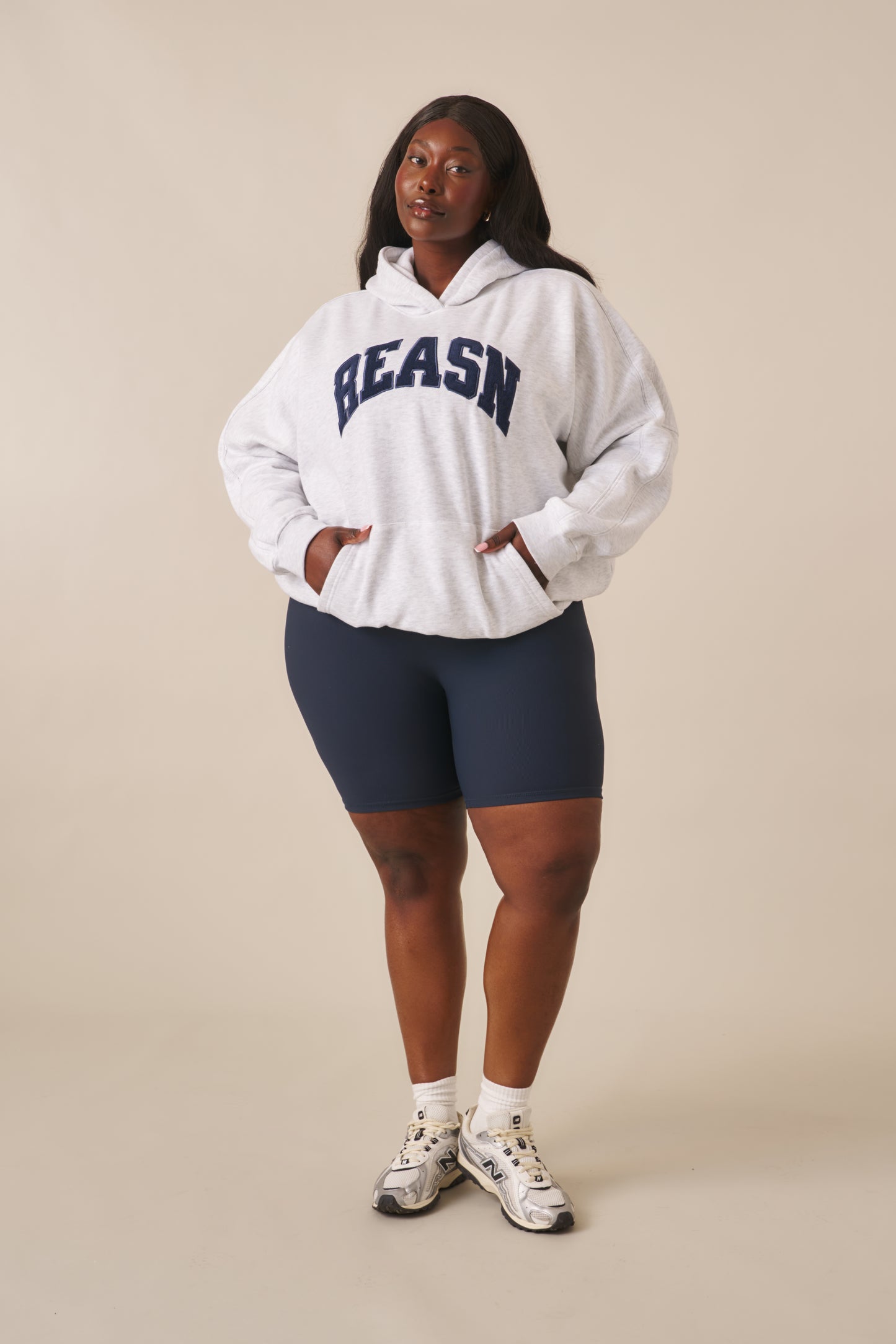 Oversized Branded Hoodie - Grey Marl