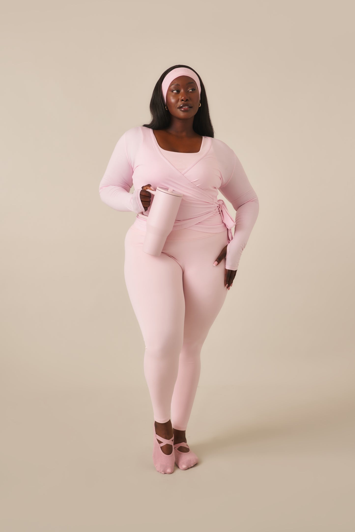 Smoothform Wrap Waistband High Waist Leggings - Ballerina Pink