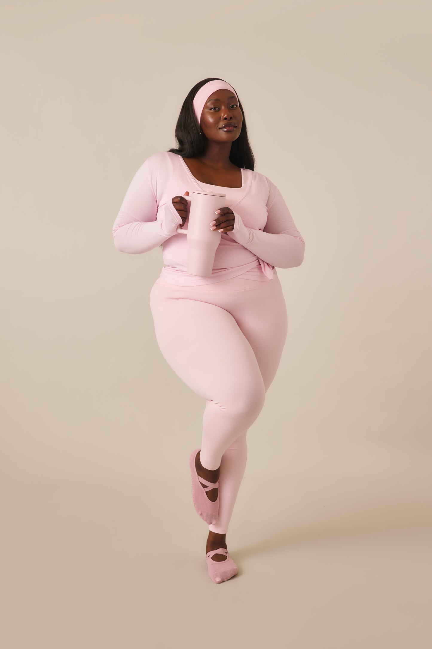 Smoothform Wrap Waistband High Waist Leggings - Ballerina Pink