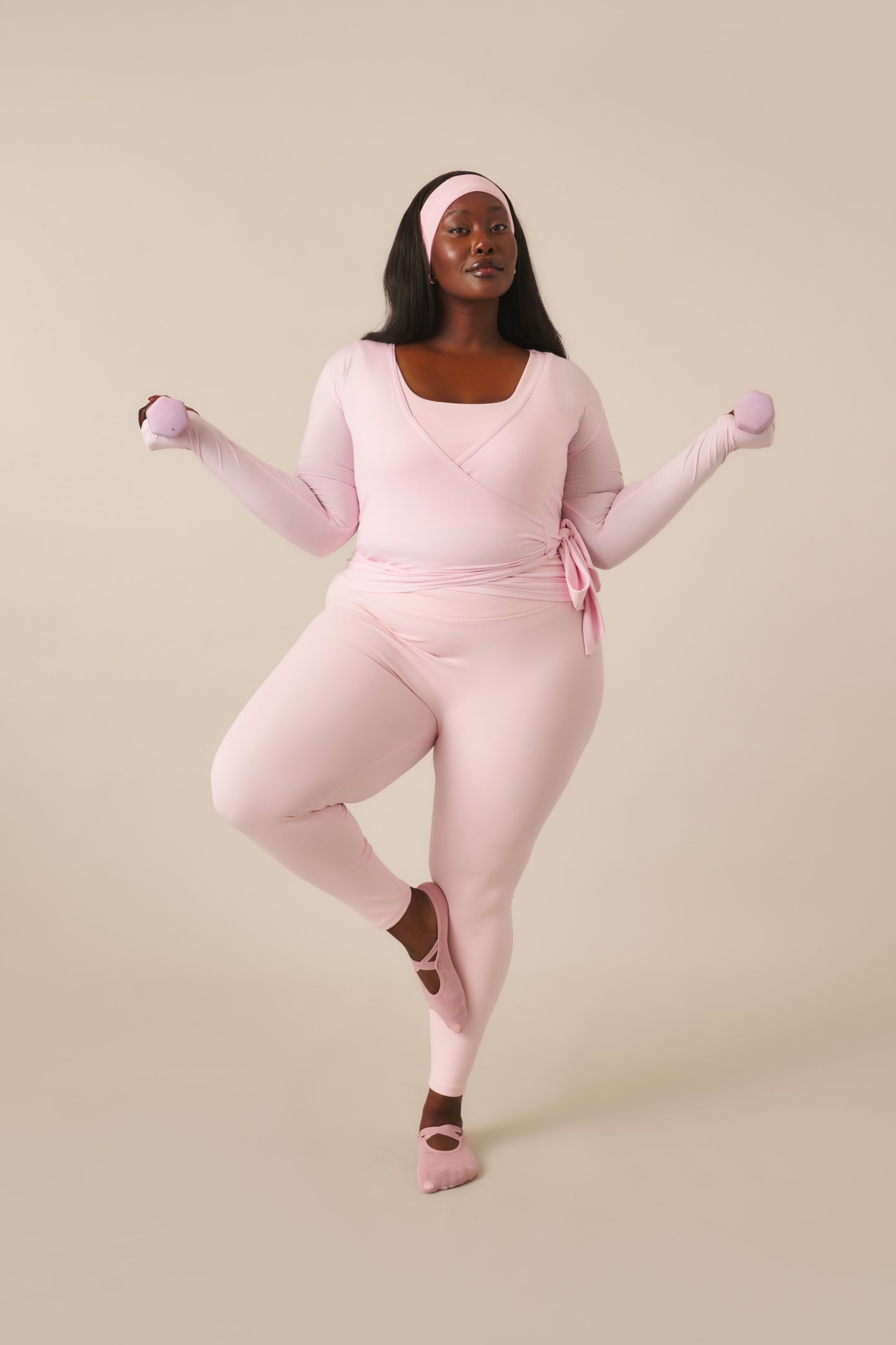 Smoothform Wrap Waistband High Waist Leggings - Ballerina Pink