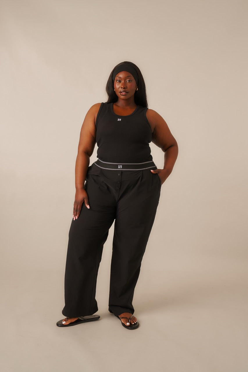 Ribbed Emblem Vest Top - Core Black