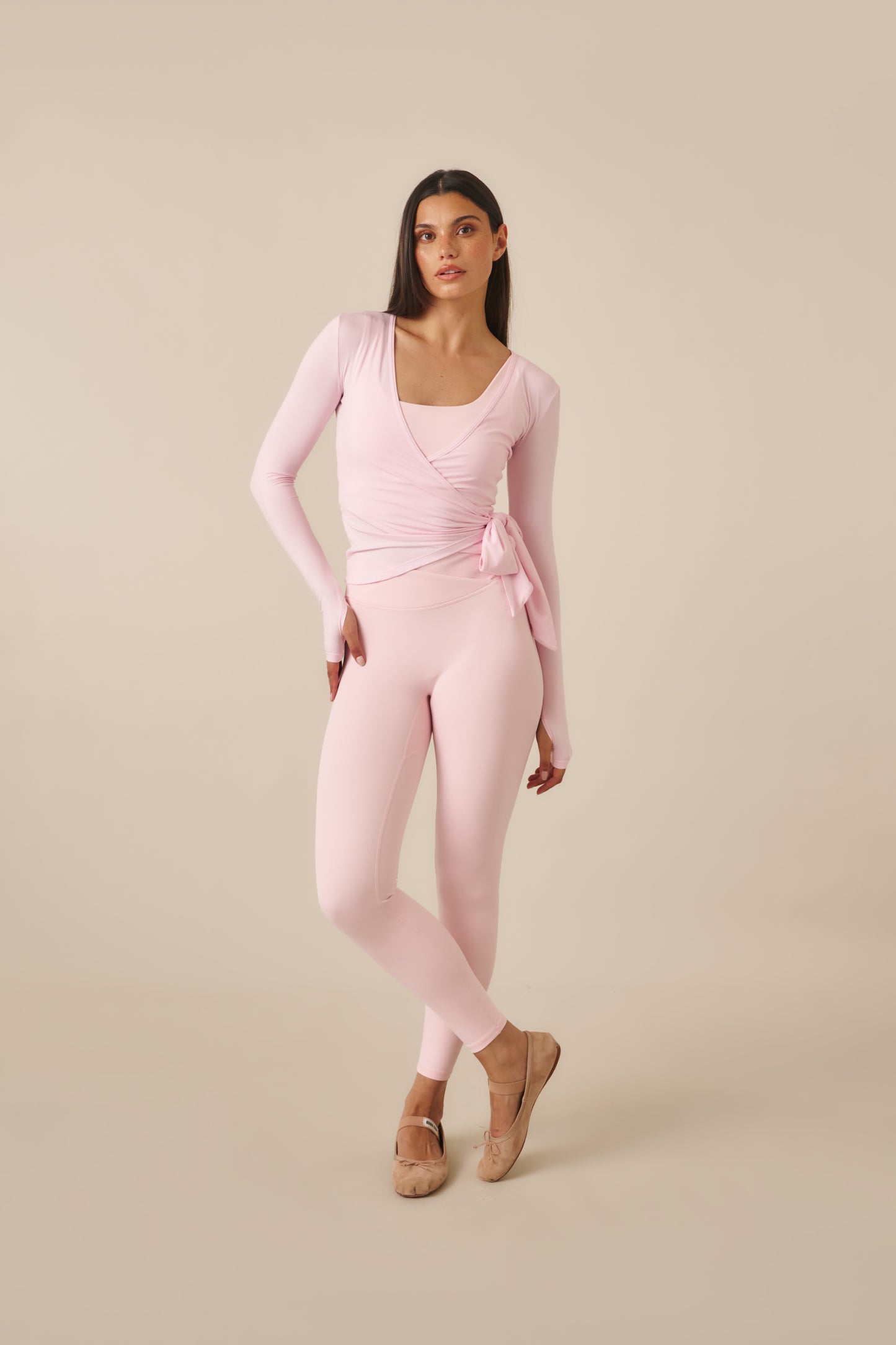 Ballet Wrap Long Sleeve Top - Ballerina Pink