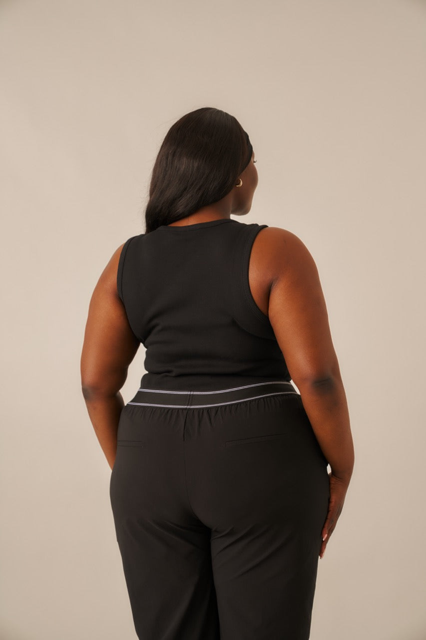 Ribbed Emblem Vest Top - Core Black