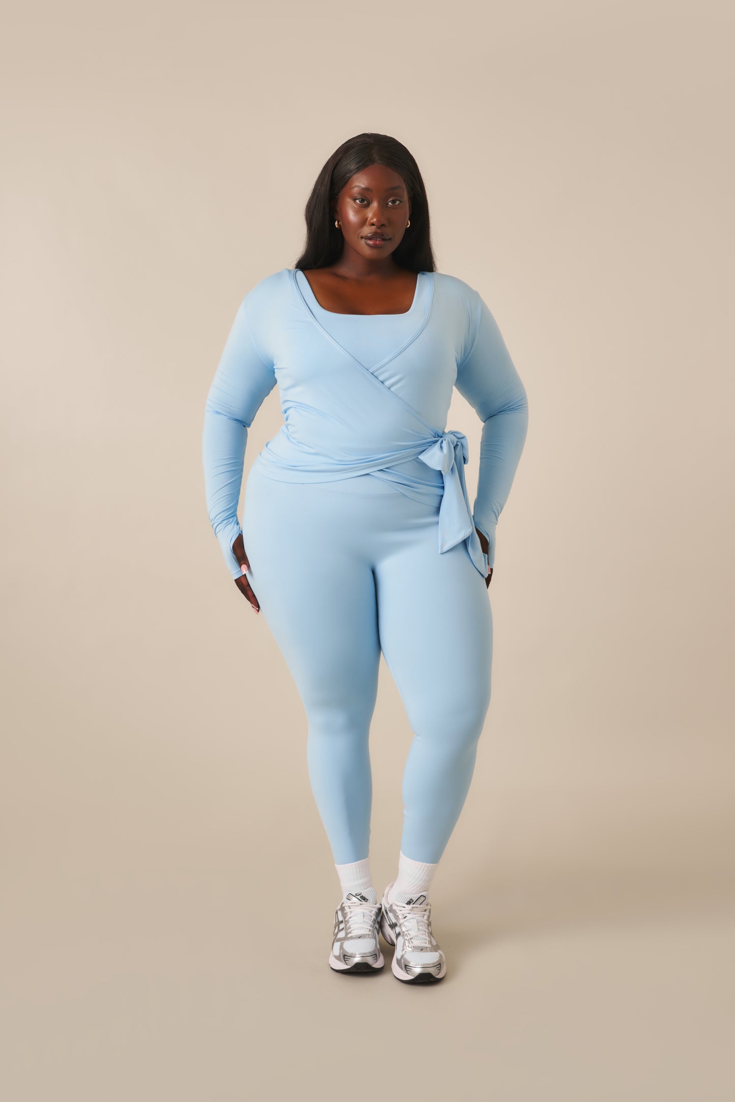 Ballet Wrap Long Sleeve Top - Powder Blue