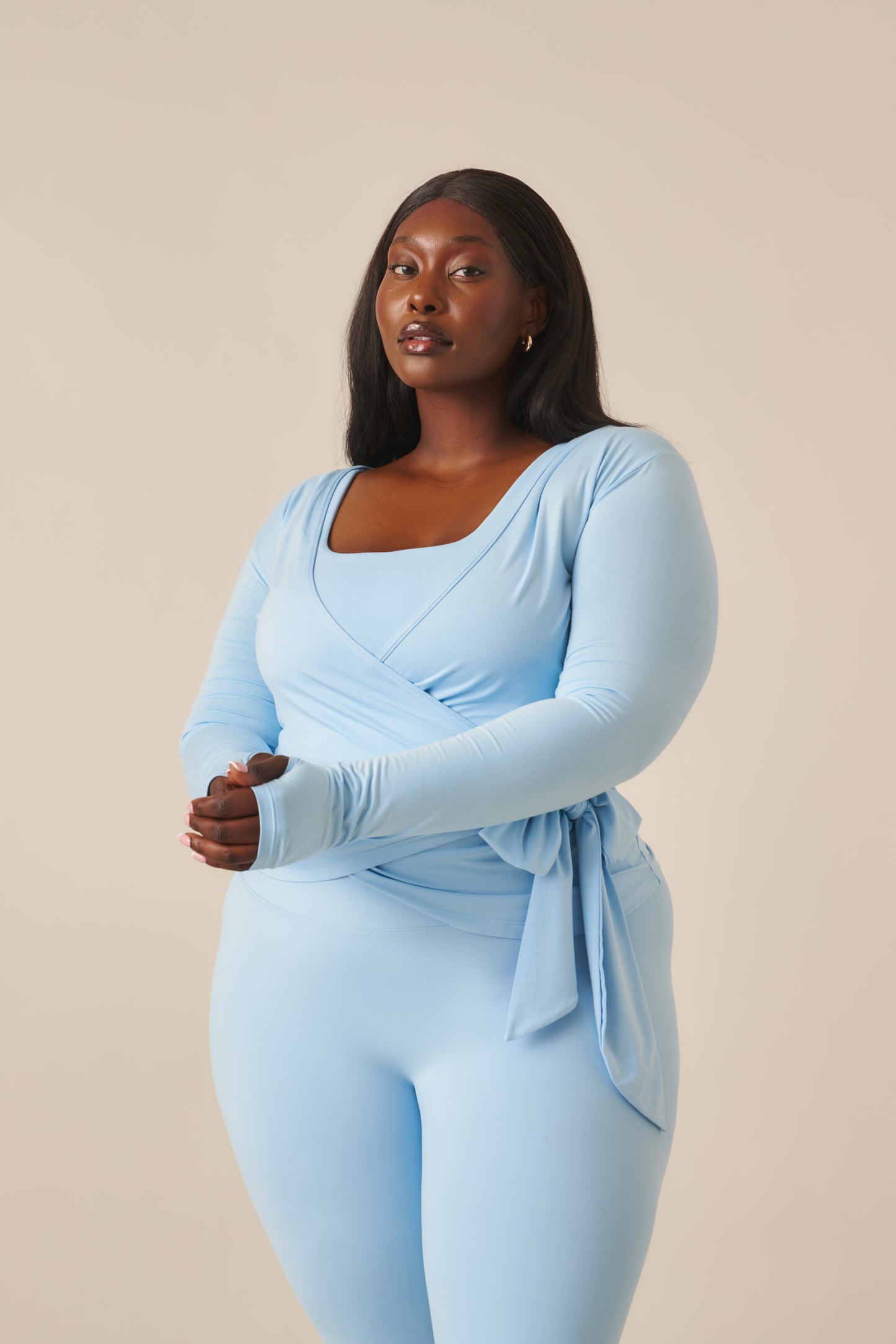 Ballet Wrap Long Sleeve Top - Powder Blue