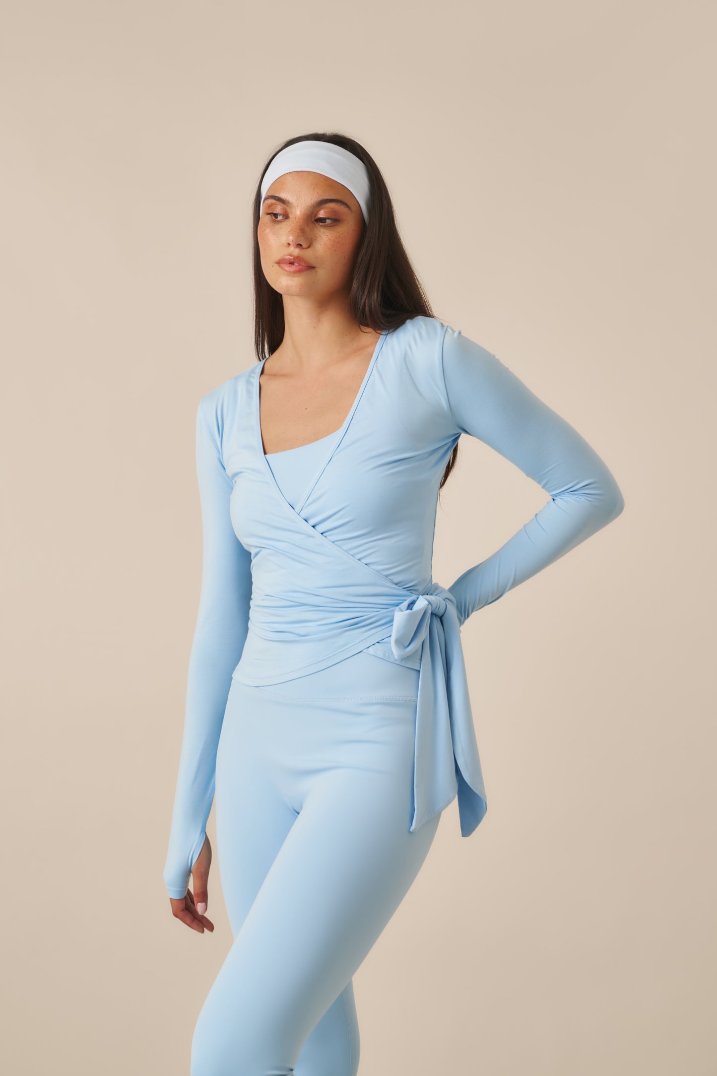 Ballet Wrap Long Sleeve Top - Powder Blue