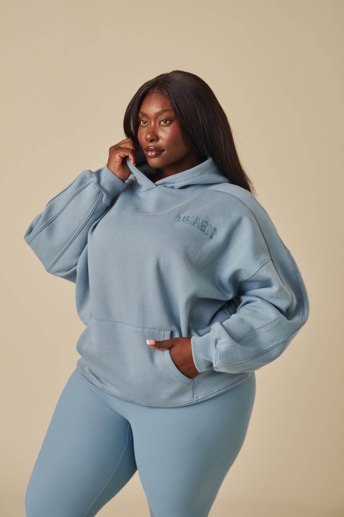 Oversized Branded Hoodie - Spring Lake Blue