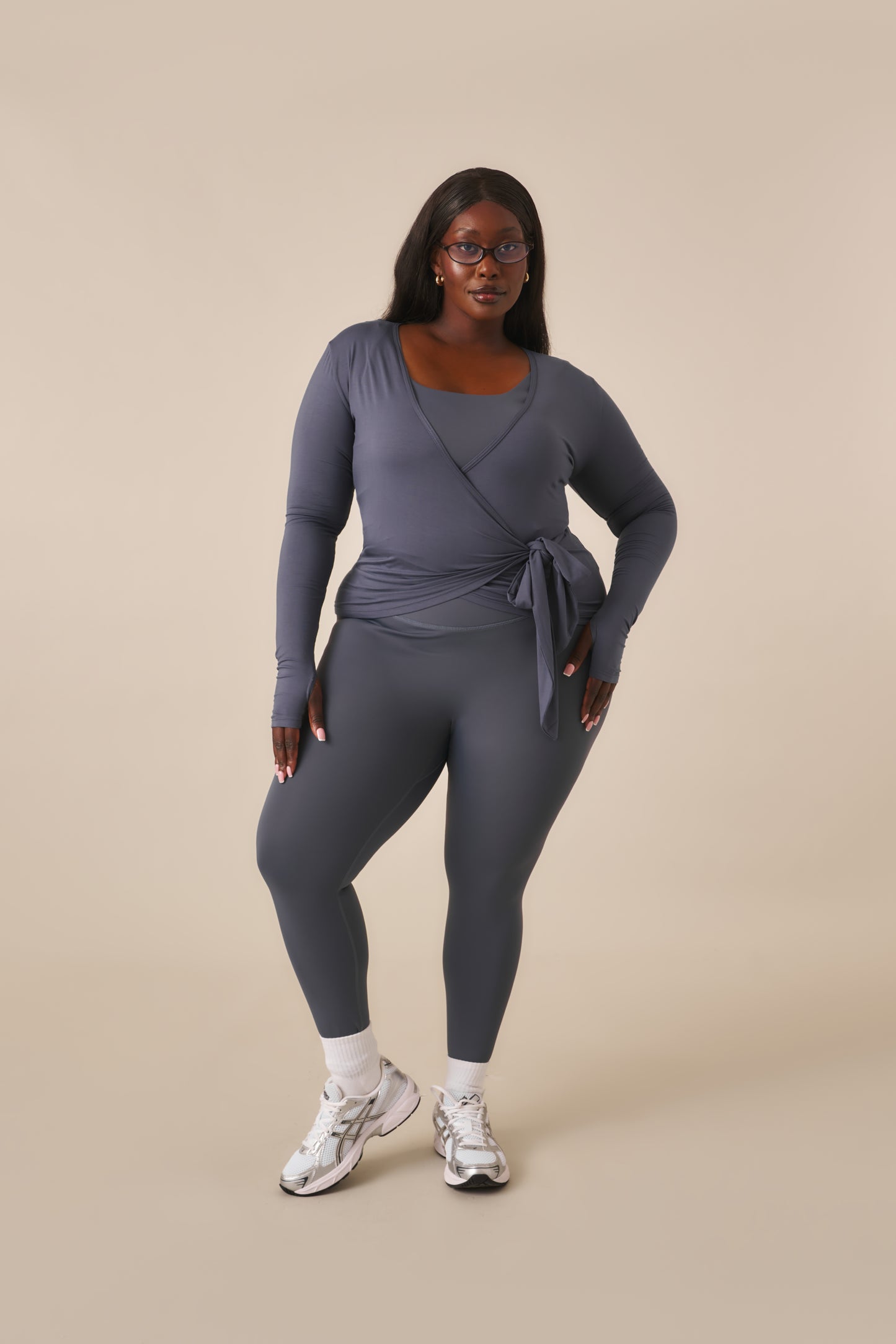 Smoothform Wrap Waistband High Waist Leggings - Slate Blue
