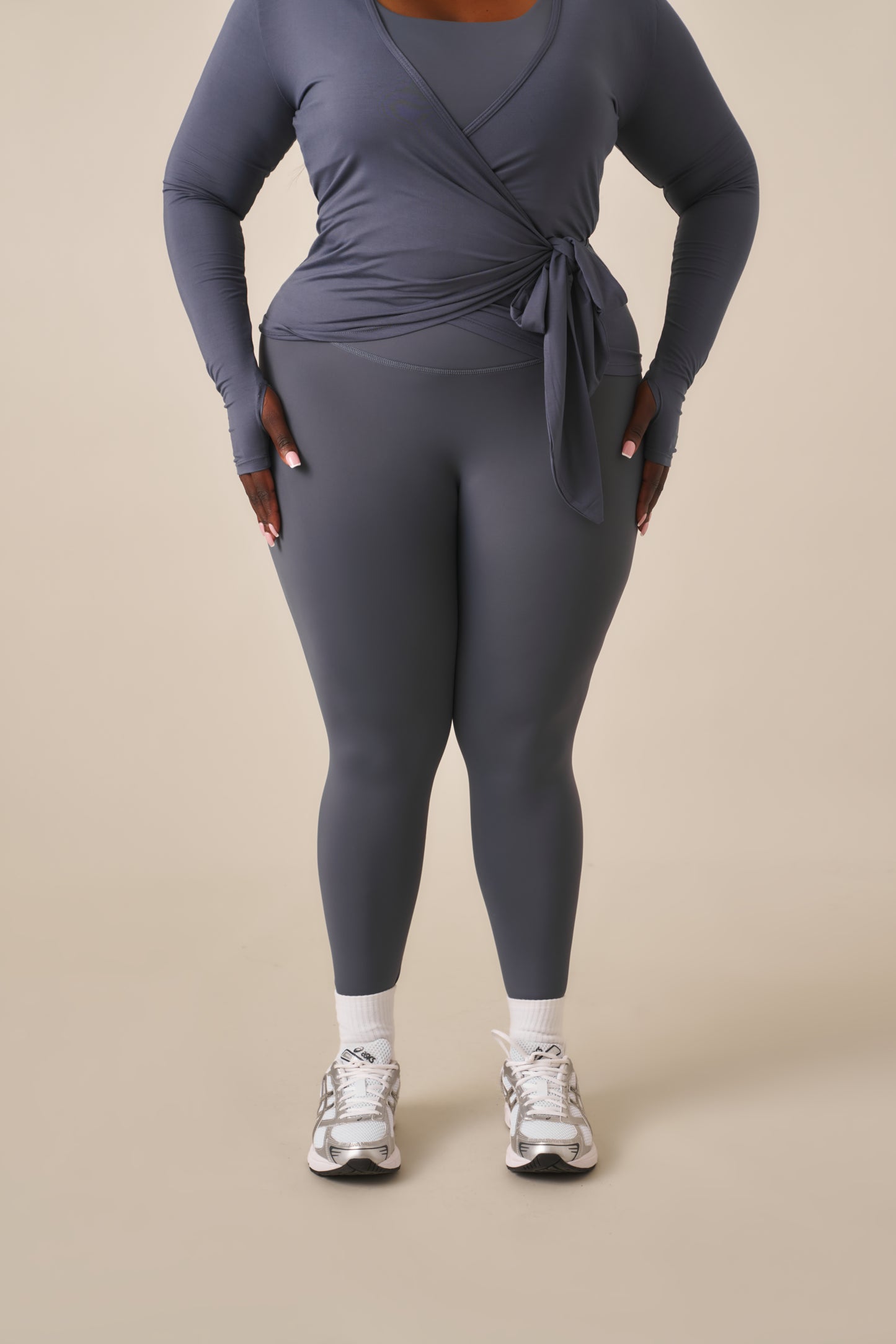 Smoothform Wrap Waistband High Waist Leggings - Slate Blue
