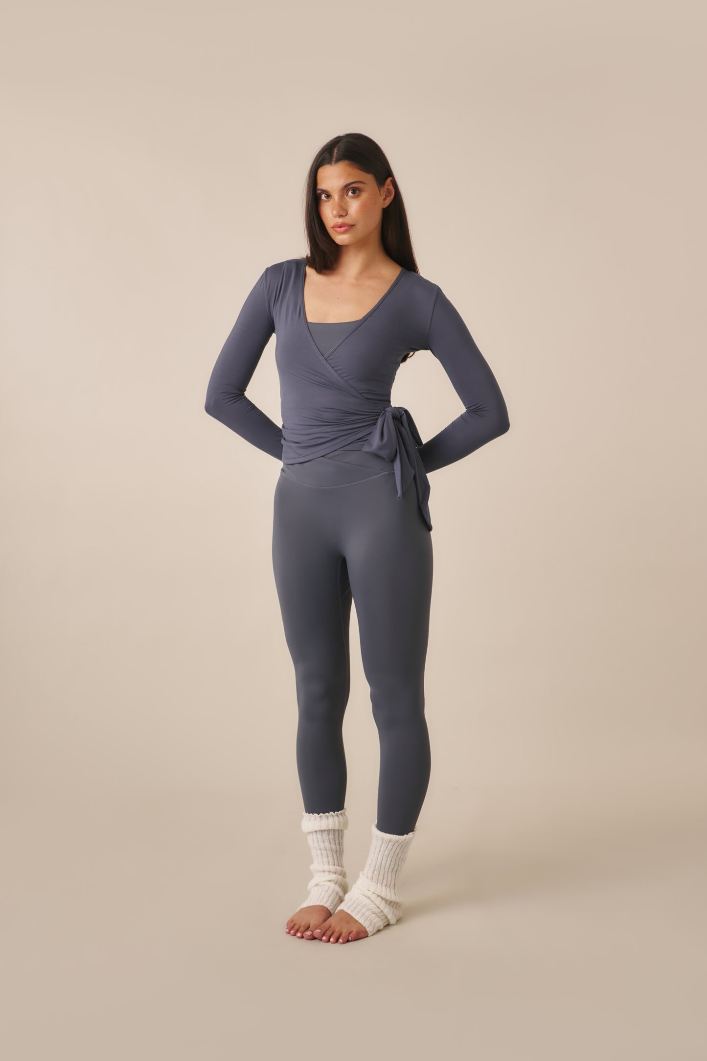 Smoothform Wrap Waistband High Waist Leggings - Slate Blue