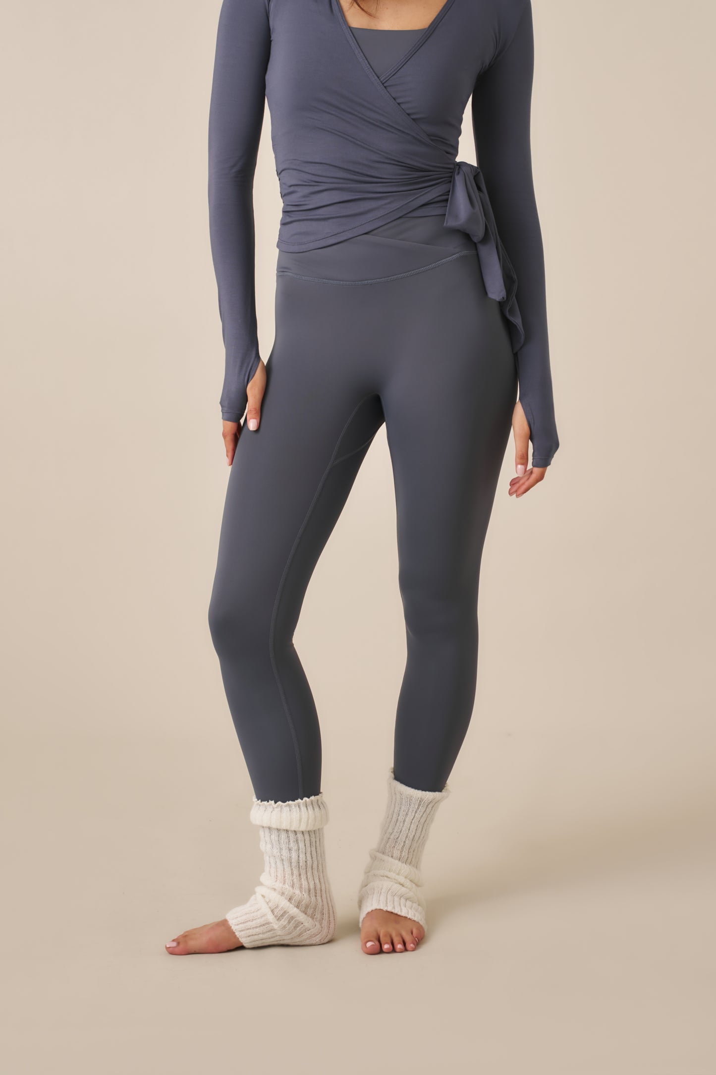 Smoothform Wrap Waistband High Waist Leggings - Slate Blue