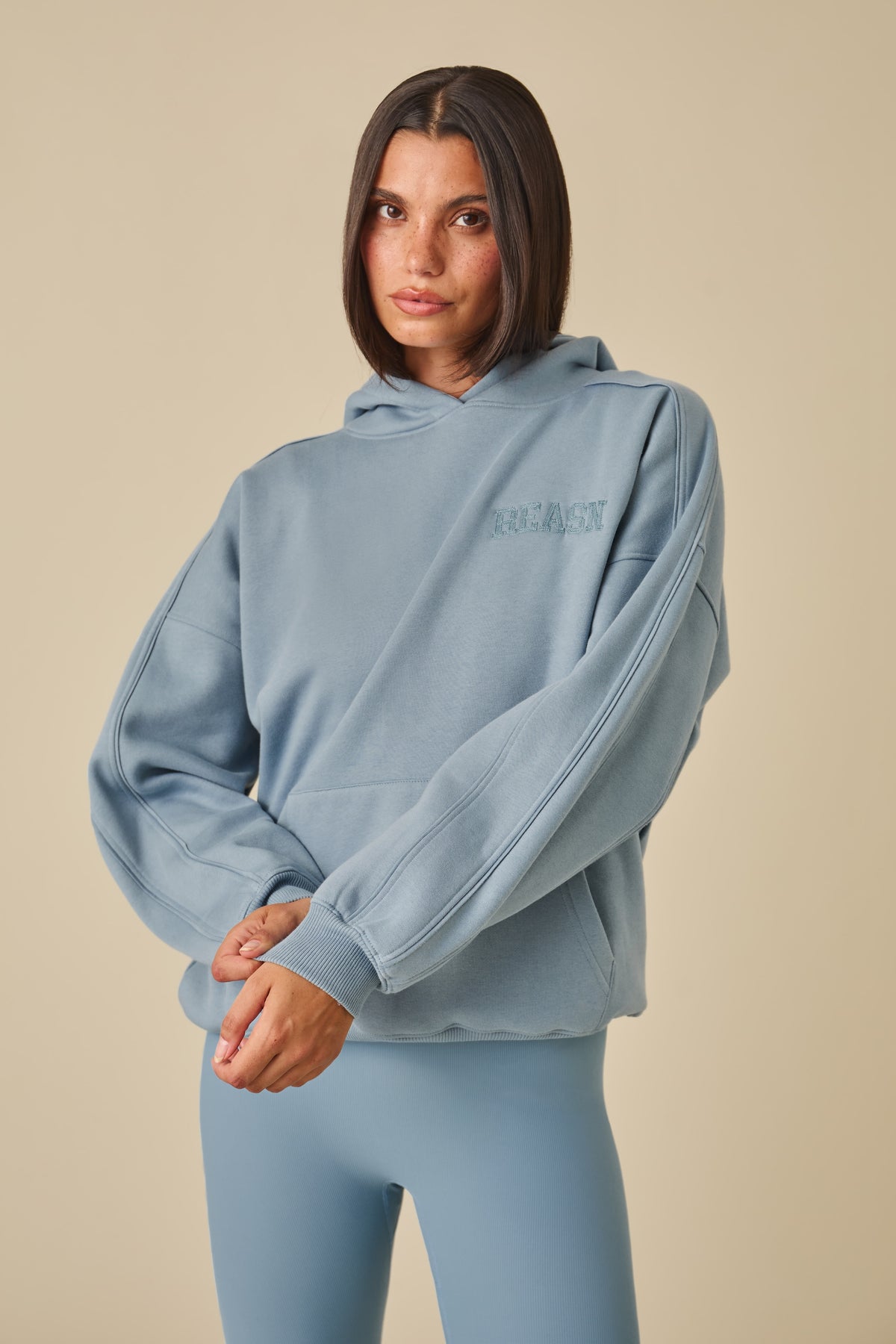 Oversized Branded Hoodie - Spring Lake Blue