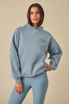Oversized Branded Hoodie - Spring Lake Blue
