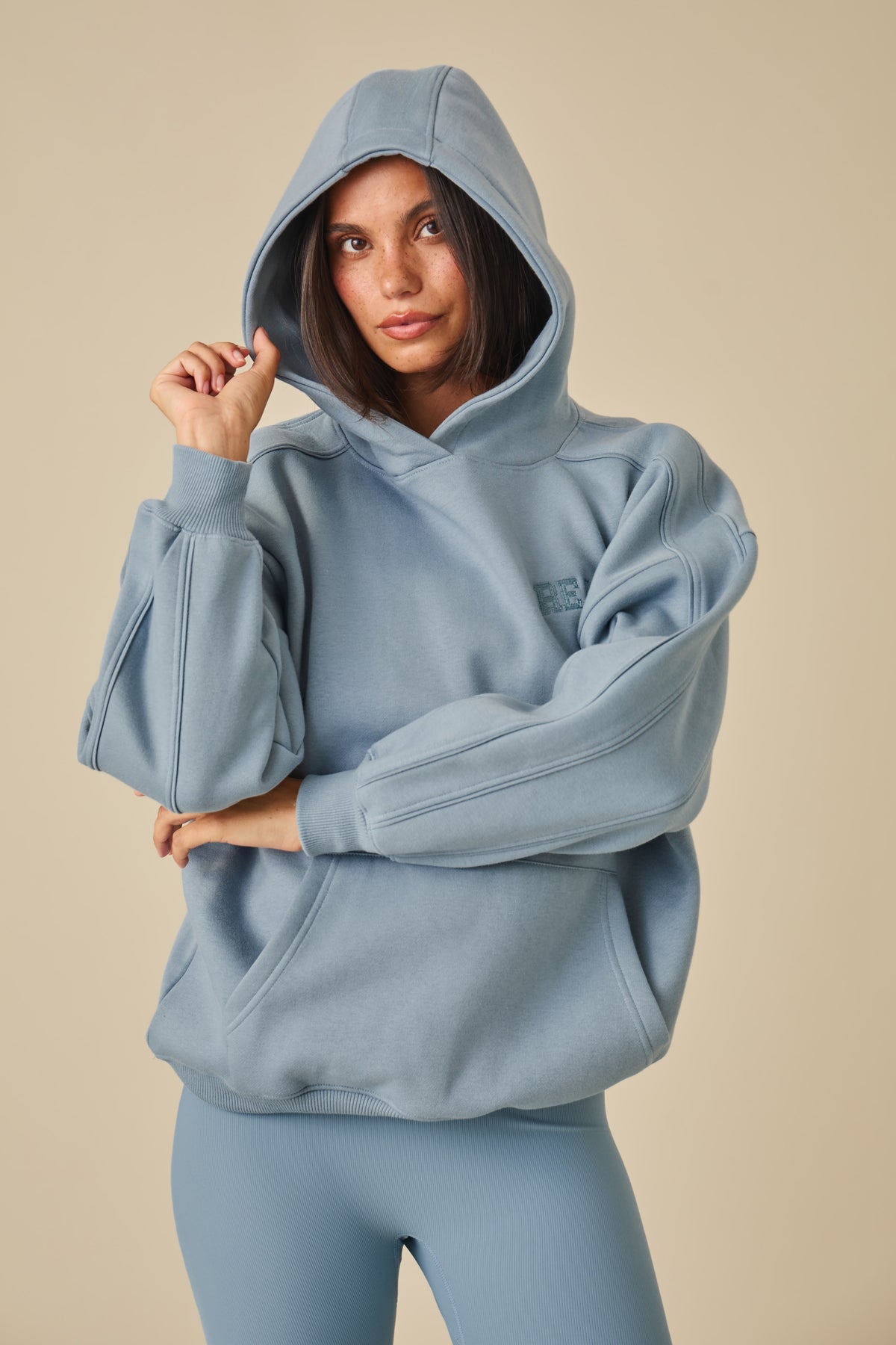 Oversized Branded Hoodie - Spring Lake Blue
