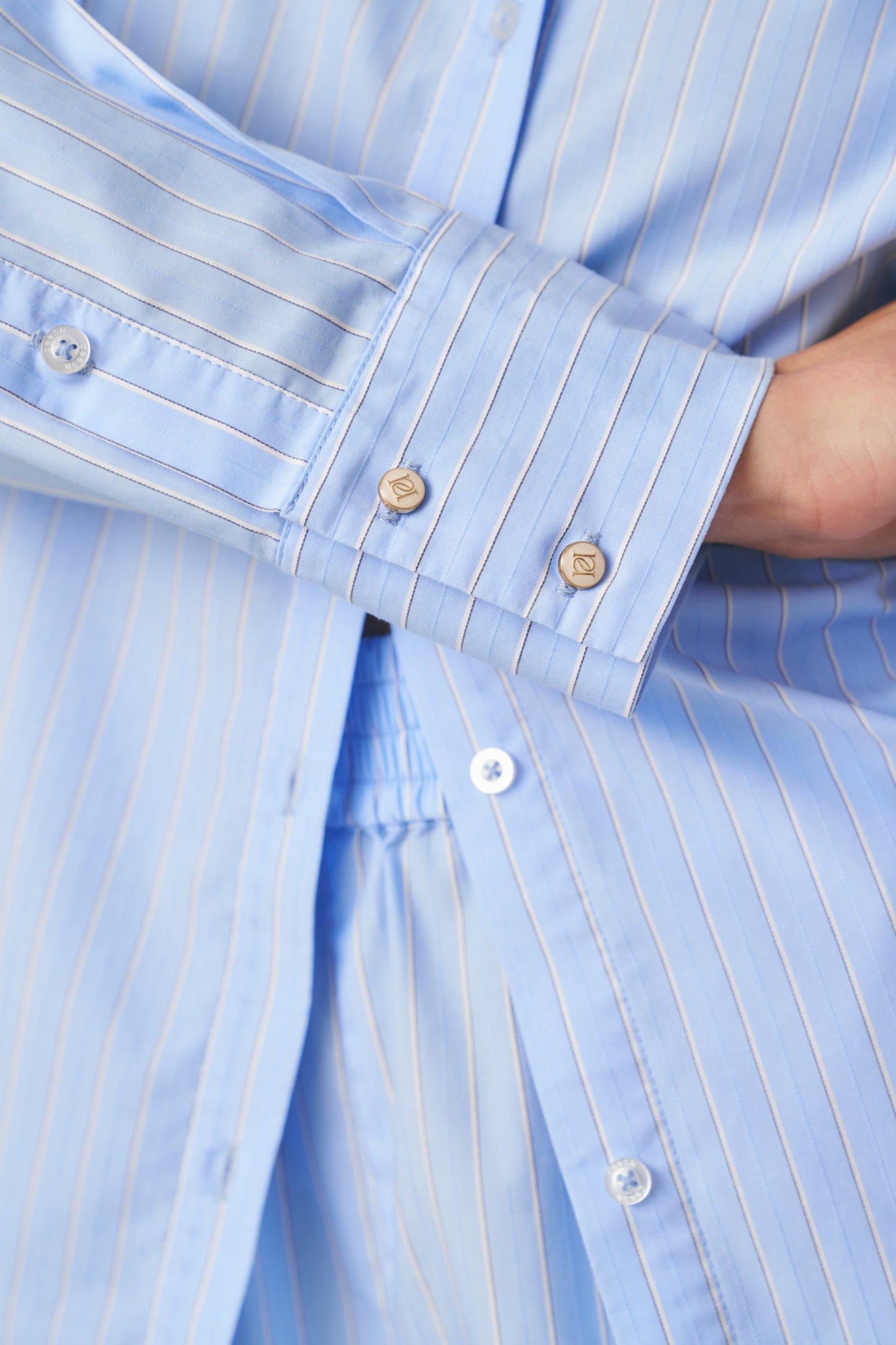 Cotton Poplin Stripe Shirt - Powder Blue