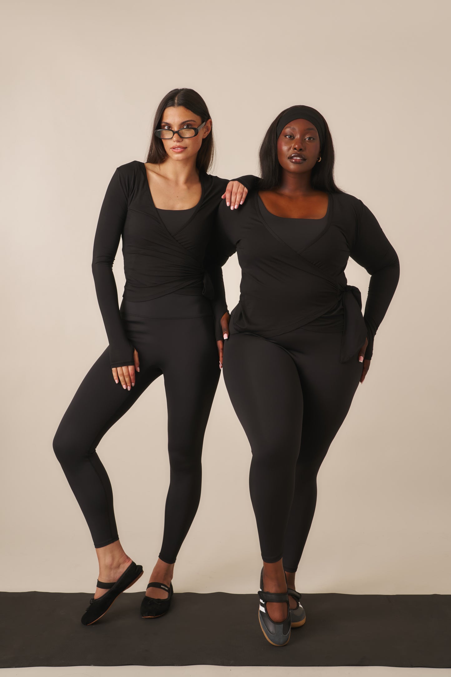 Ballet Wrap Long Sleeve Top - Core Black