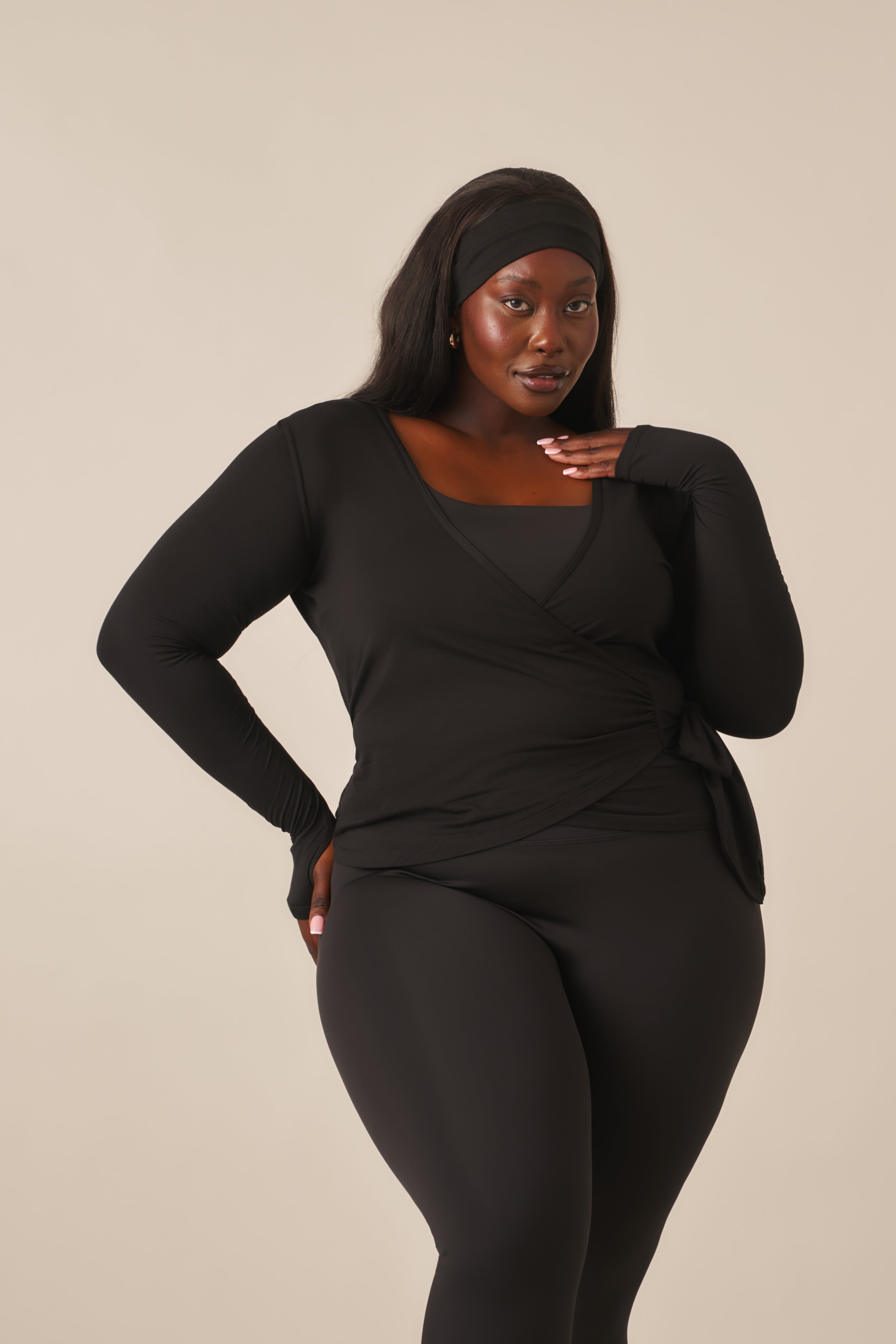 Ballet Wrap Long Sleeve Top - Core Black – reasn