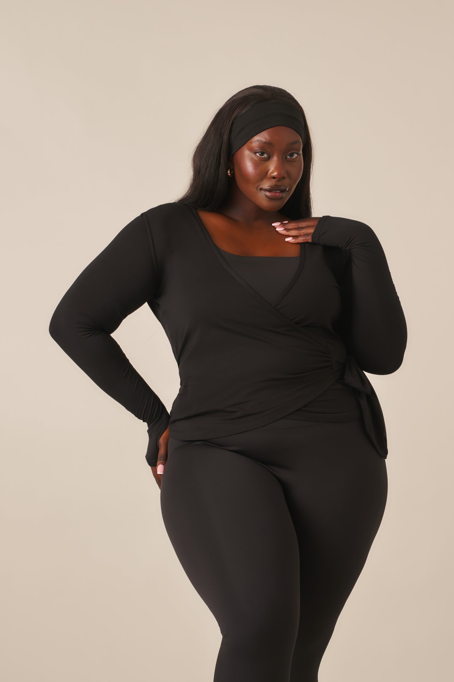 Ballet Wrap Long Sleeve Top - Core Black