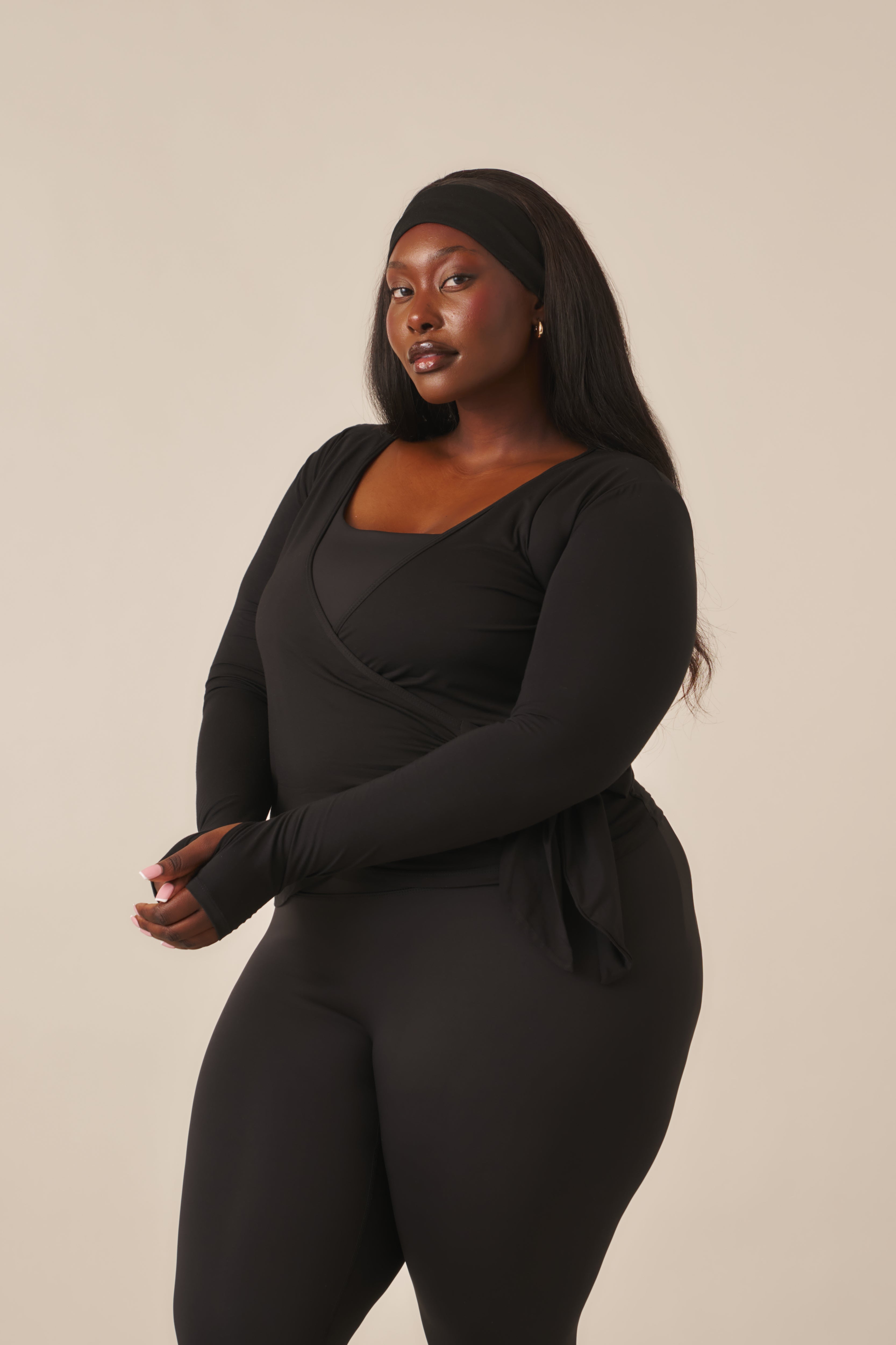 Ballet Wrap Long Sleeve Top - Core Black – reasn