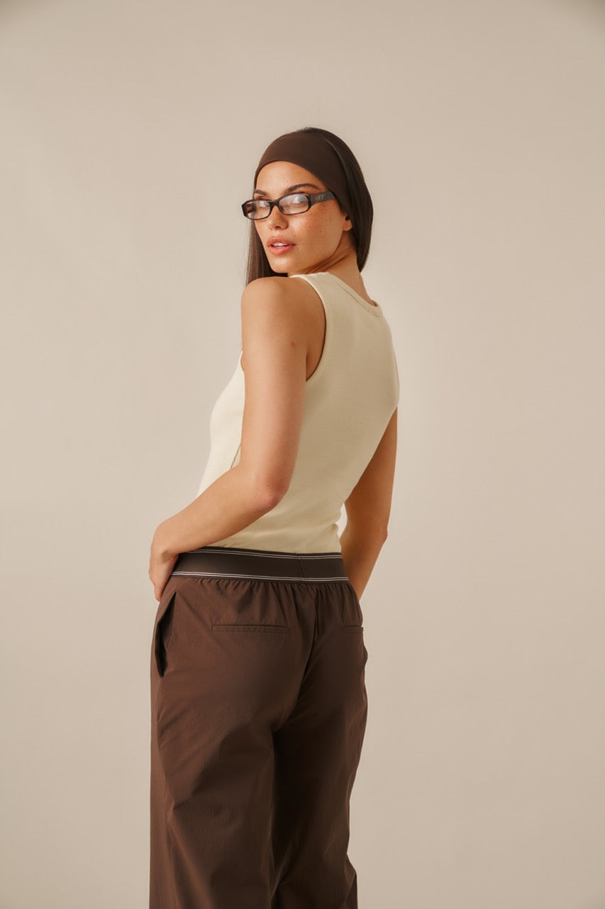 Ribbed Emblem Vest Top - Lemon Sorbet