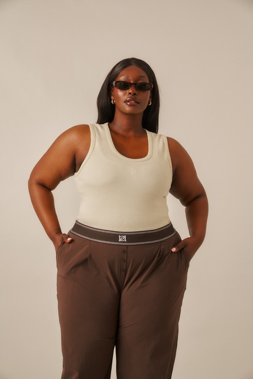 Ribbed Emblem Vest Top - Lemon Sorbet