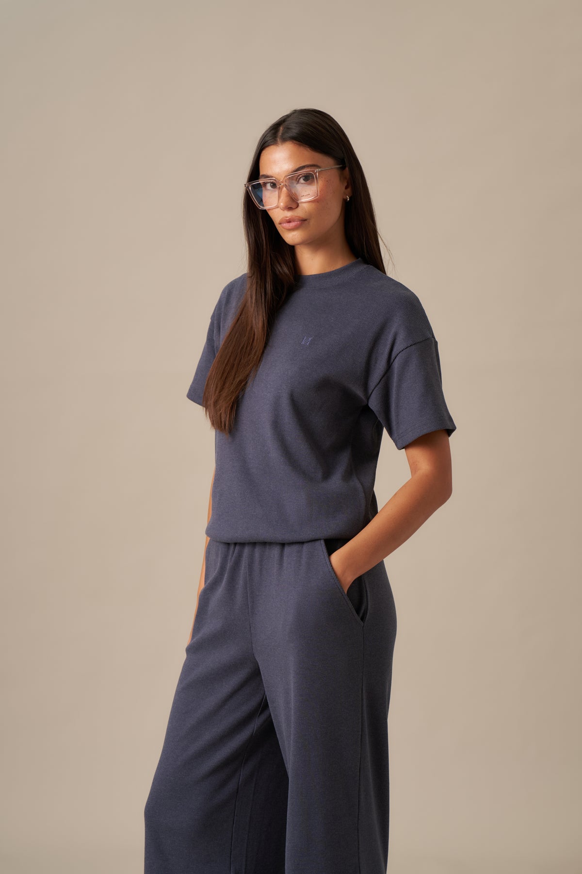 Rib Short Sleeve 2 In 1 - Slate Blue