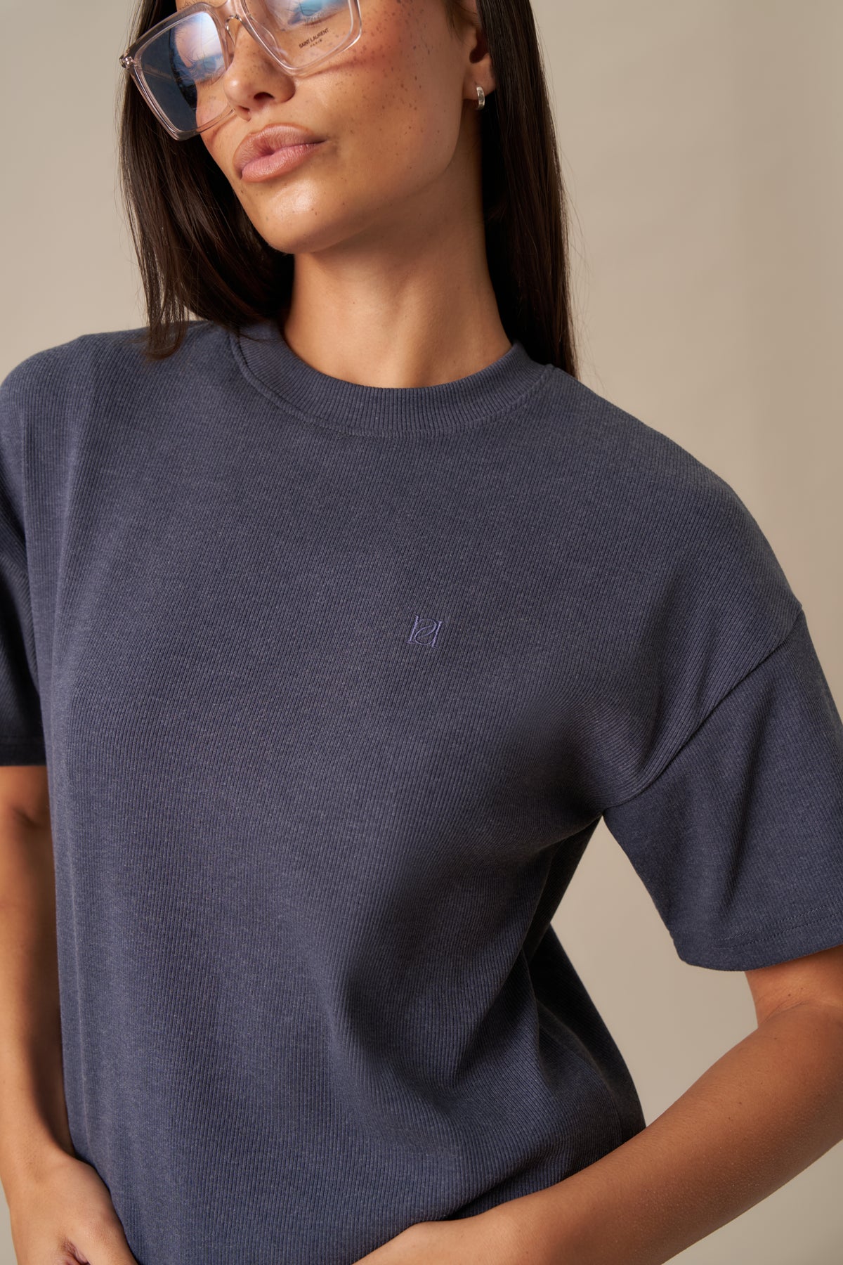 Rib Short Sleeve 2 In 1 - Slate Blue