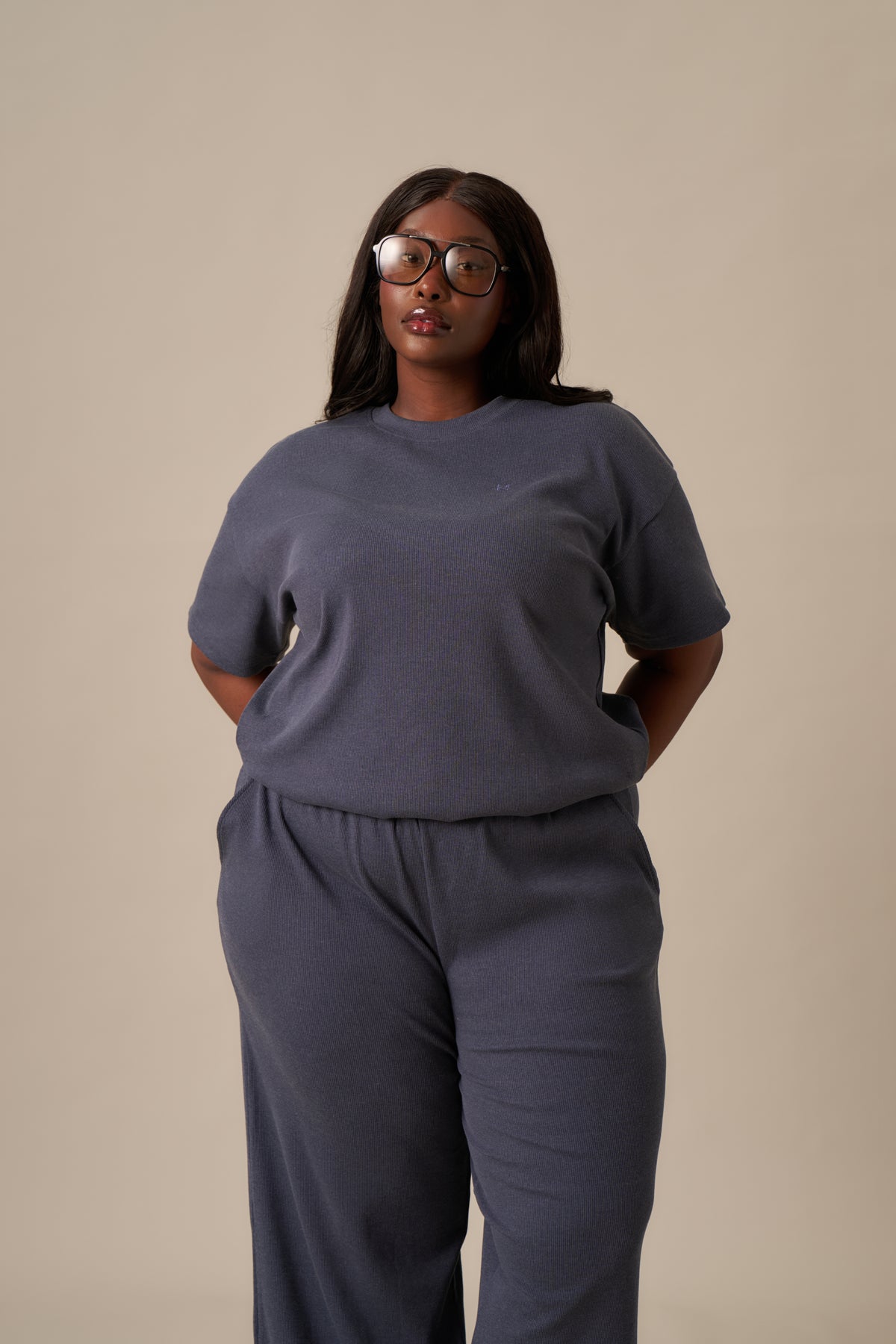 Rib Short Sleeve 2 In 1 - Slate Blue