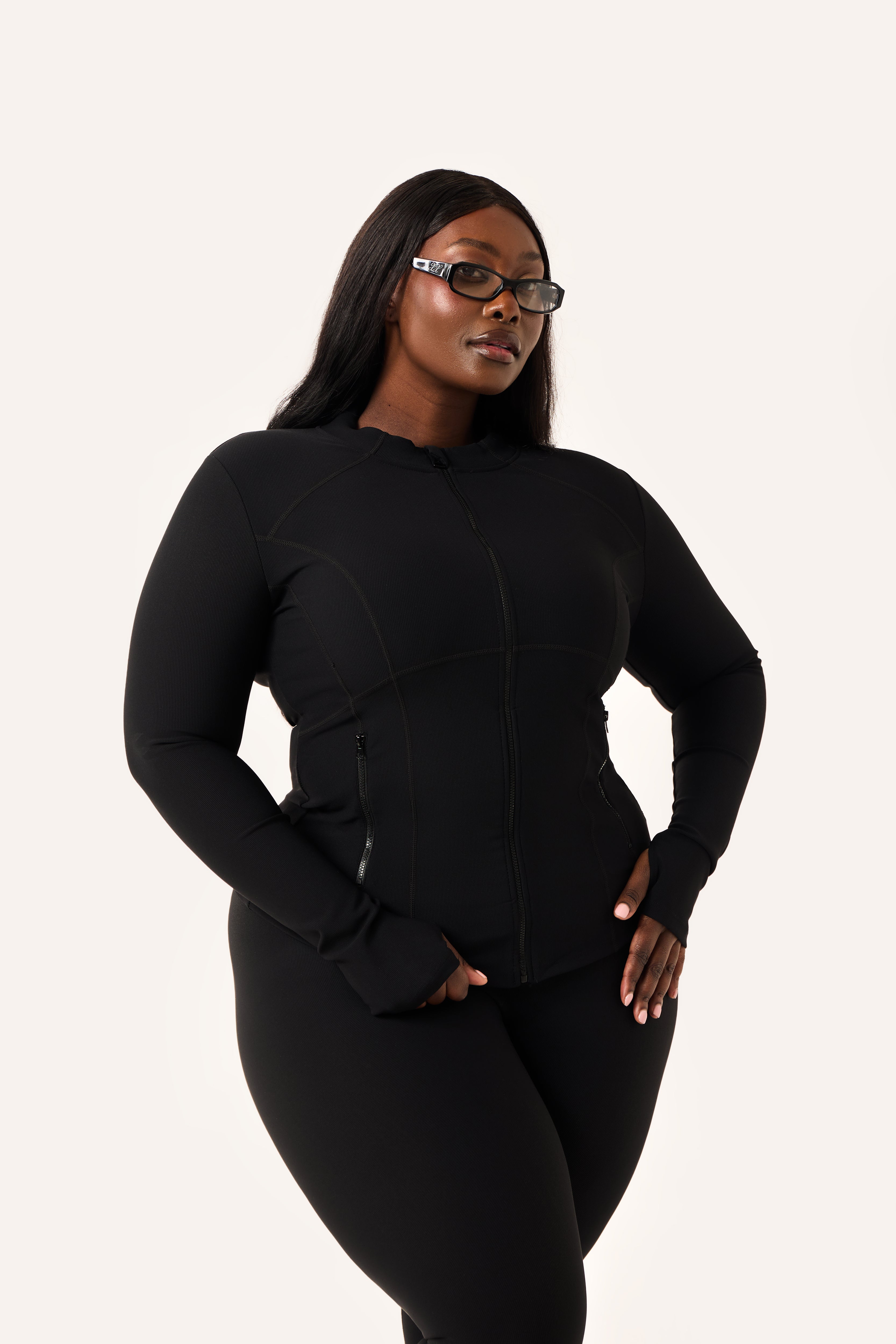 The Sculpt Zip Through Jacket - Core Black – reasn