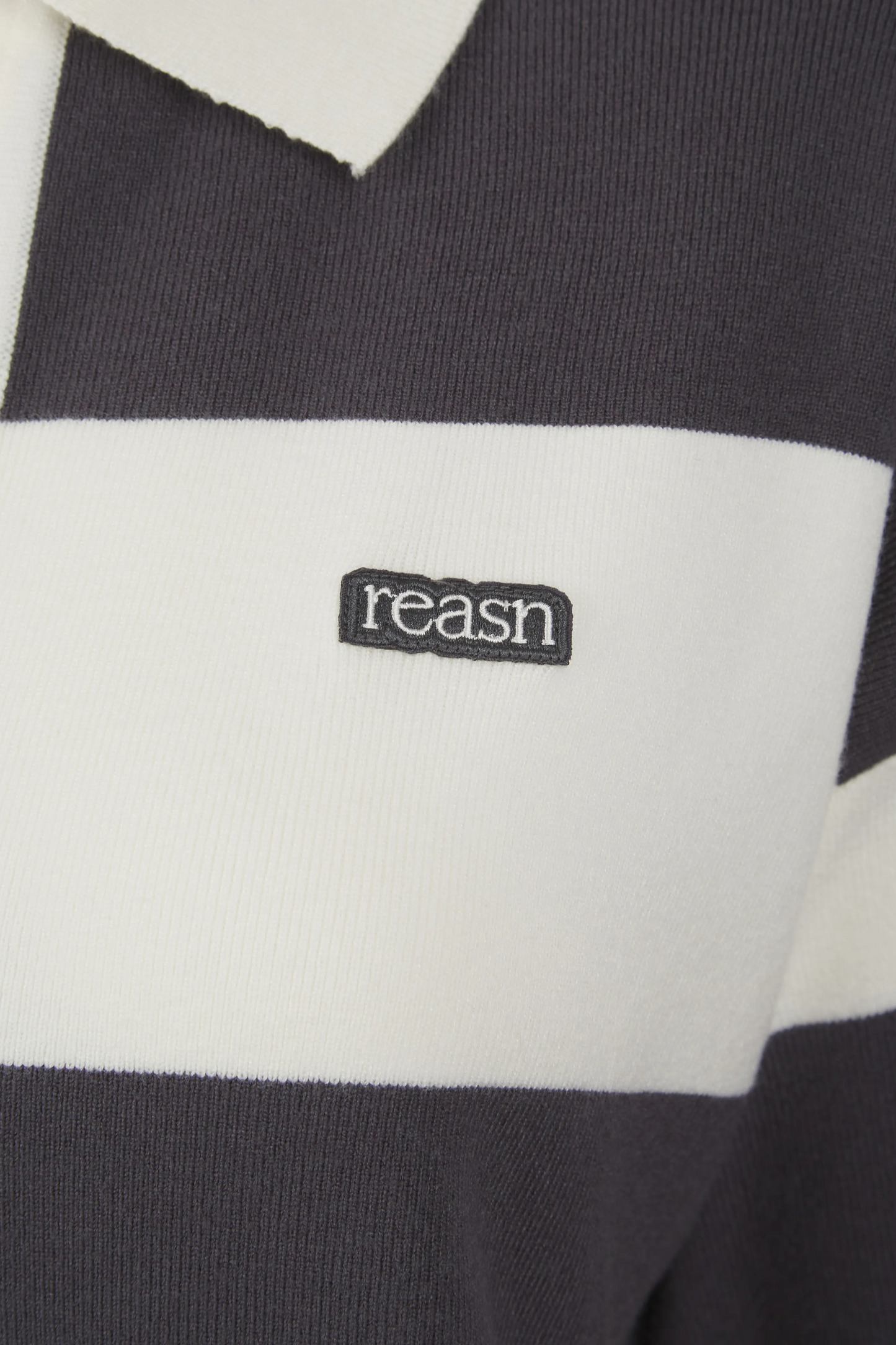 Knitted Stripe Rugby Polo Jumper - Slate Blue