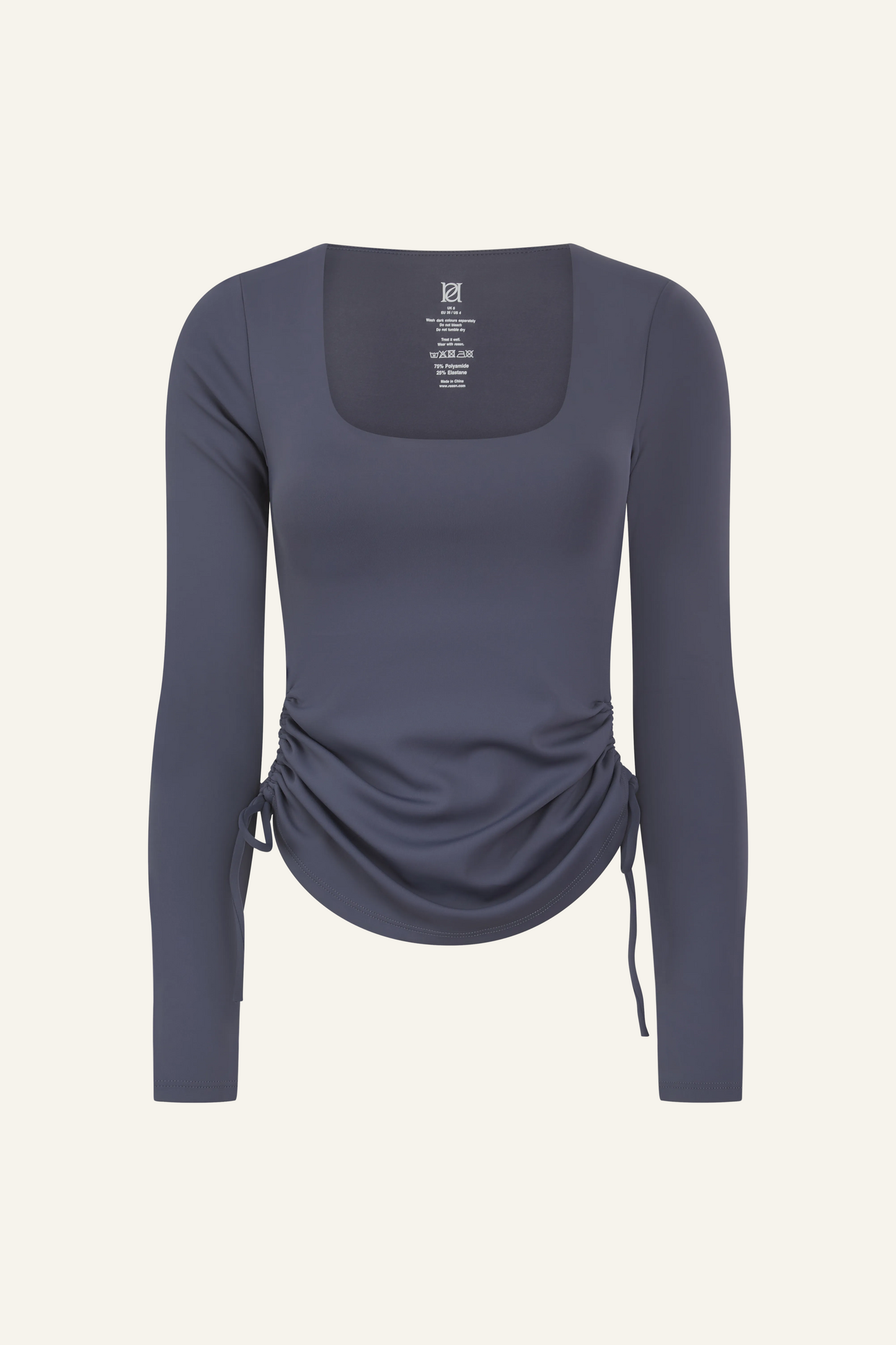 SmoothForm Built In Bra Ruched Active Top - Slate Blue