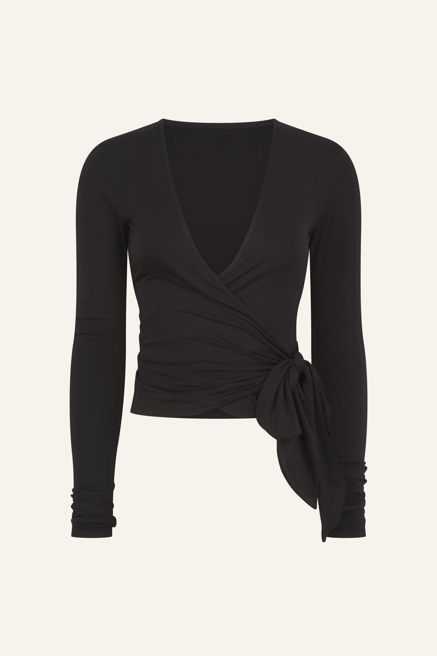 Ballet Wrap Long Sleeve Top - Core Black