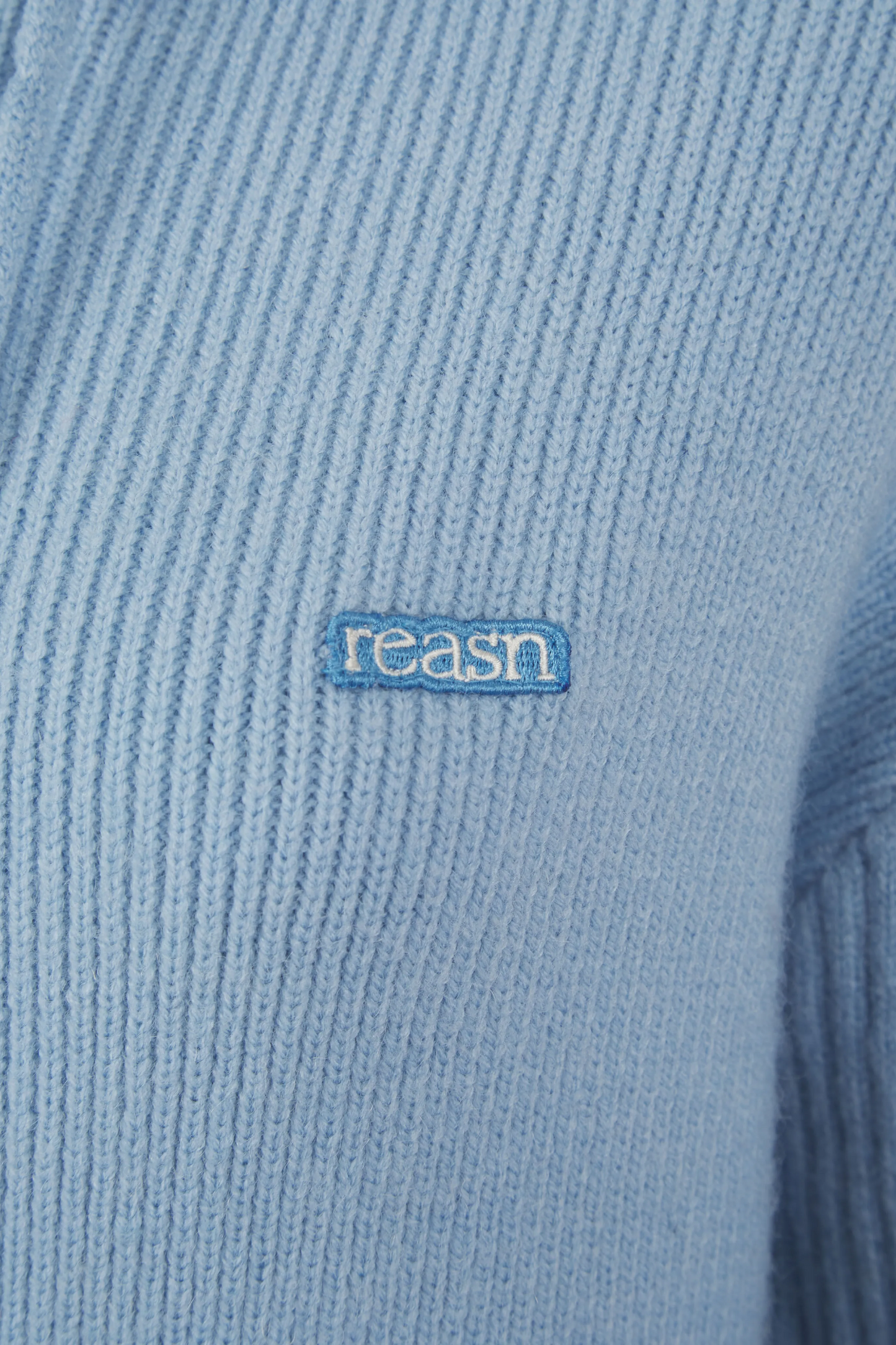 Contrast Tipping Knitted Zip Through Hoodie - Powder Blue