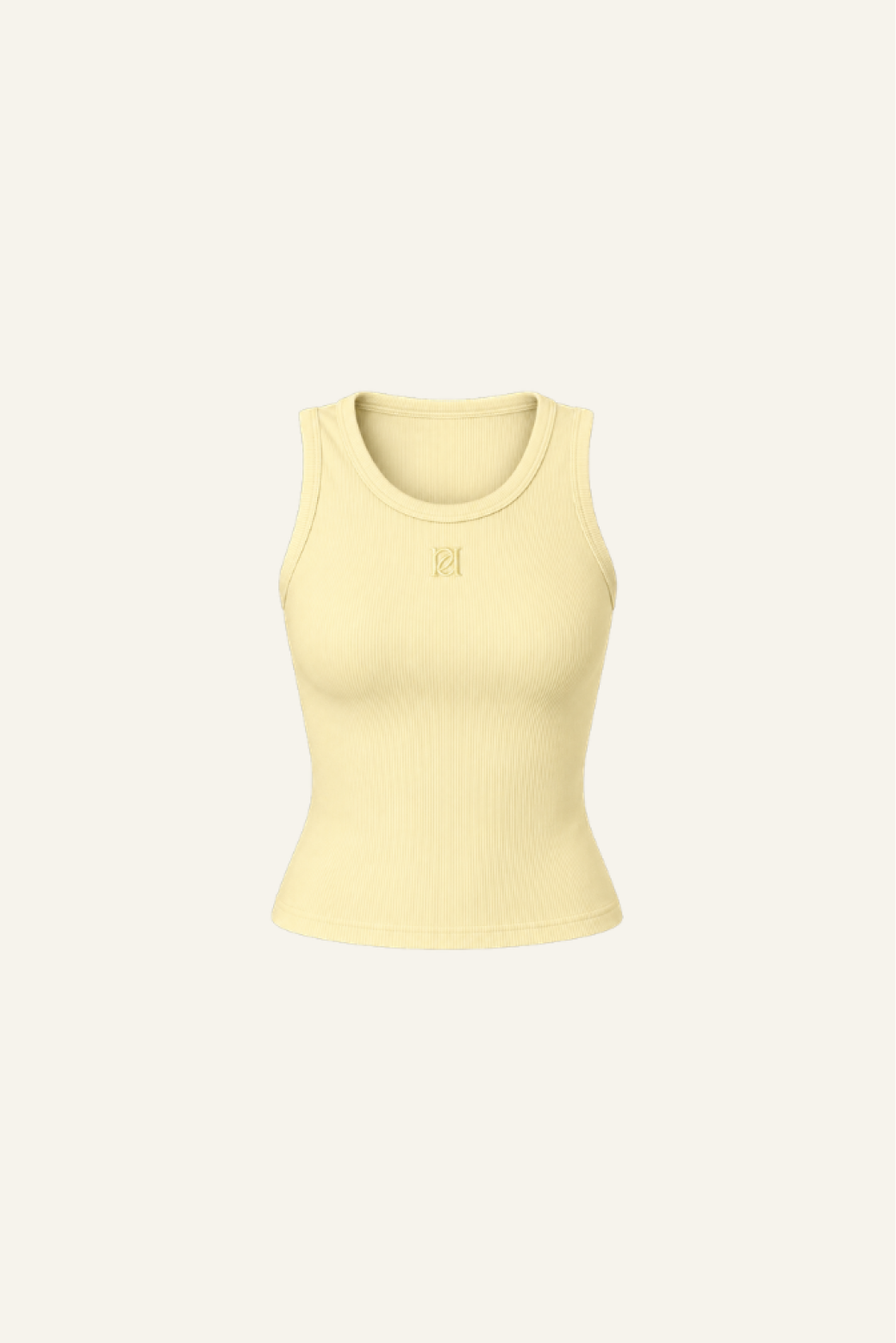 Ribbed Emblem Vest Top - Lemon Sorbet