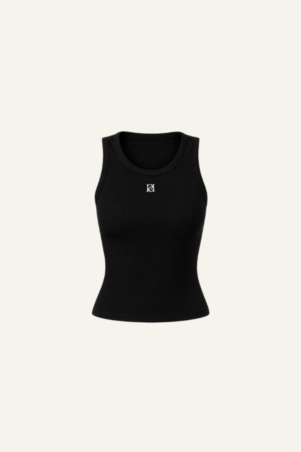 Ribbed Emblem Vest Top - Core Black