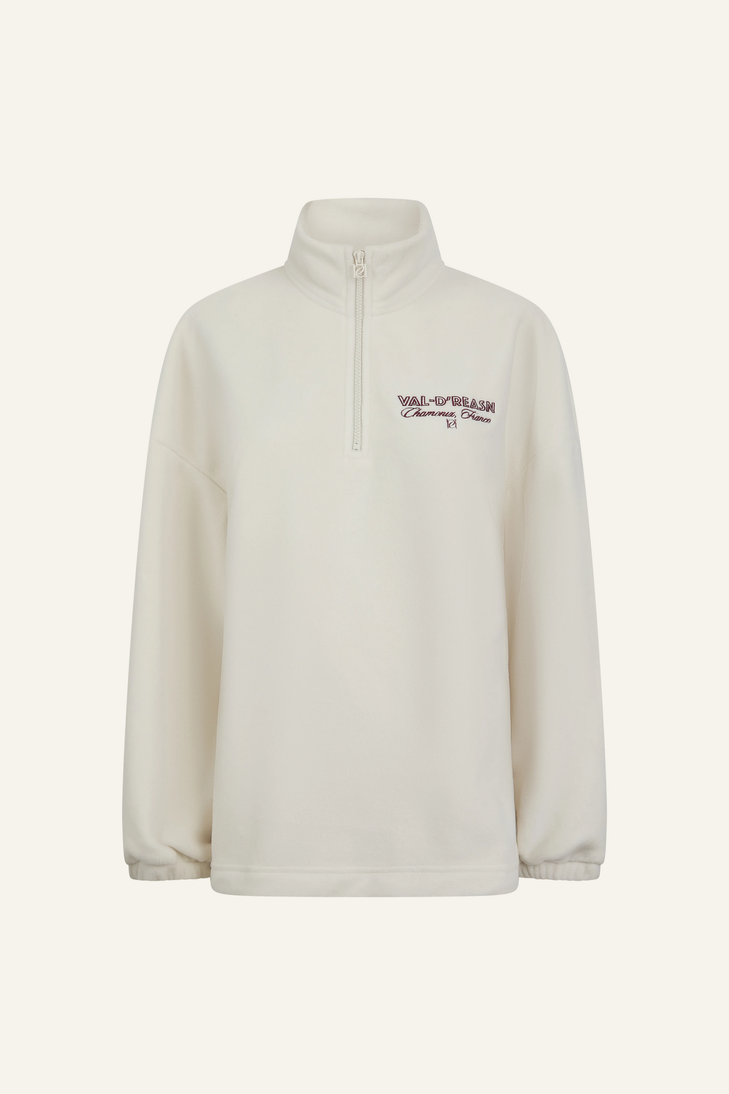 Oversized Apres Ski Fleece Quarter Zip Sweatshirt - Crème