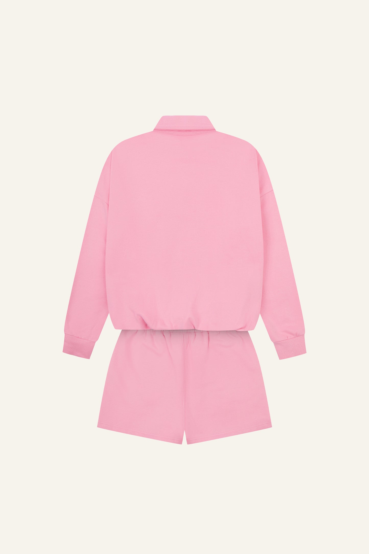Button Front Collar 2 In 1 Short Tracksuit - Bubblegum Pink