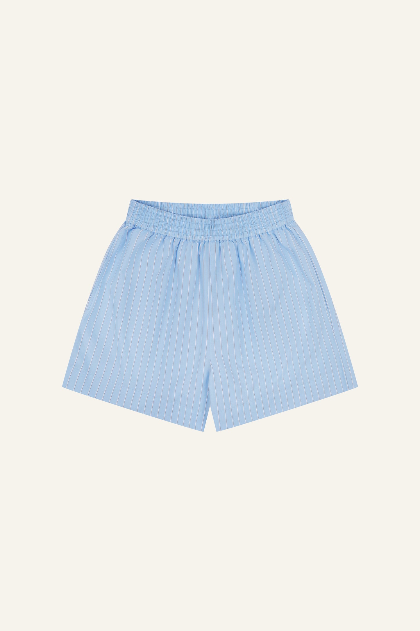 Cotton Poplin High Waist Shorts - Powder Blue