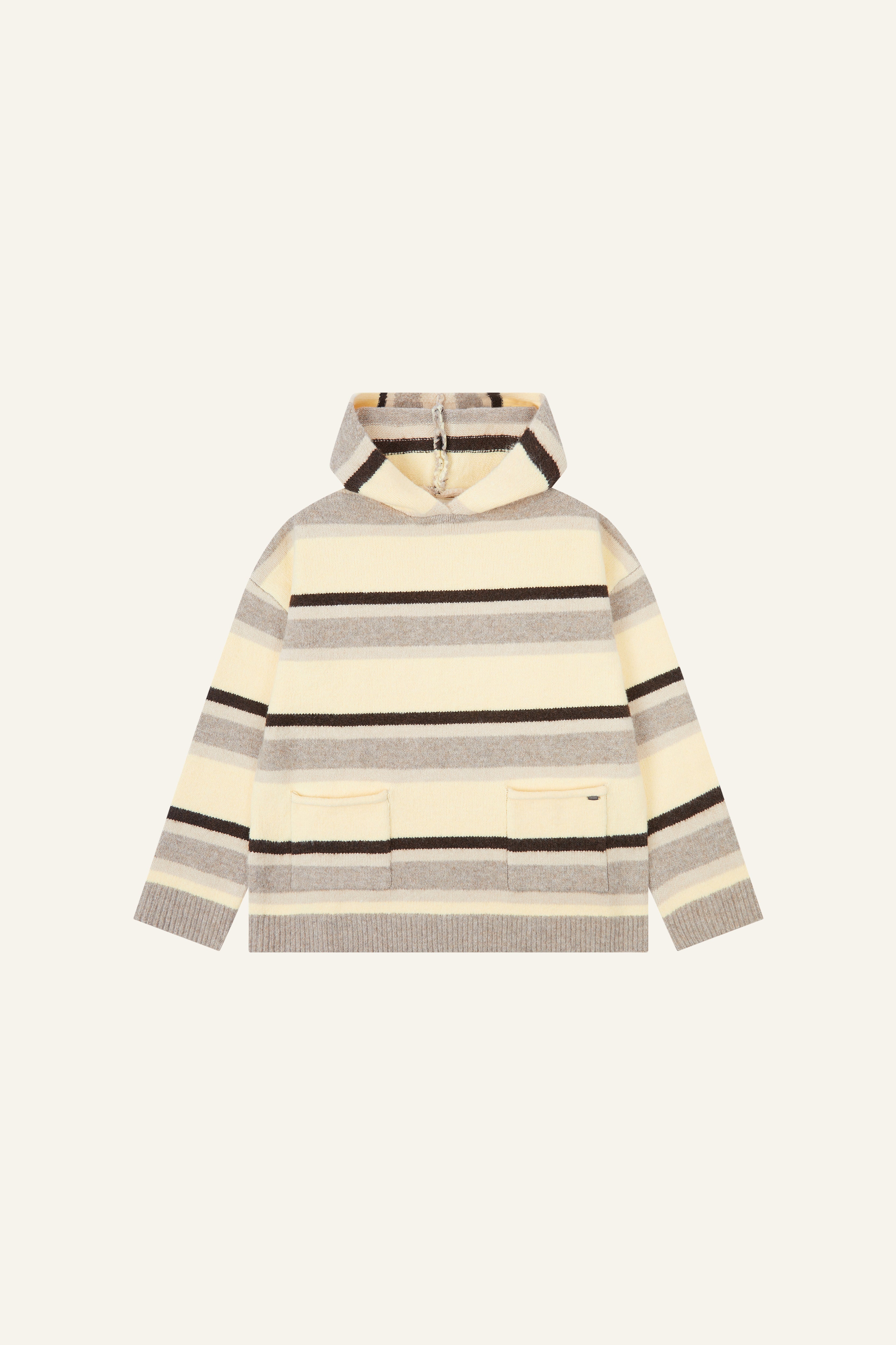 Stripe Oversized Knitted Hoodie - Oatmeal – reasn