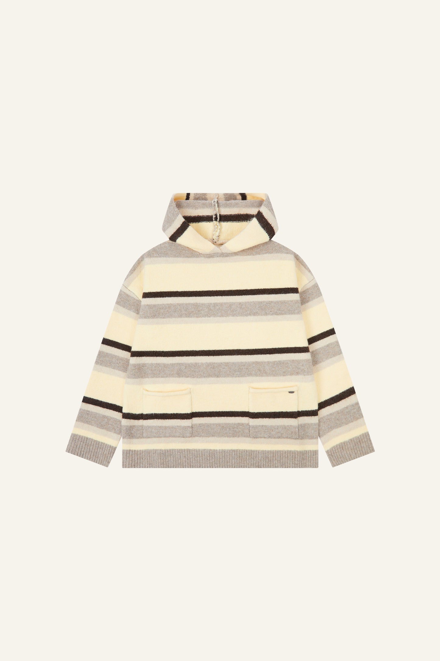 Stripe Oversized Knitted Hoodie - Oatmeal