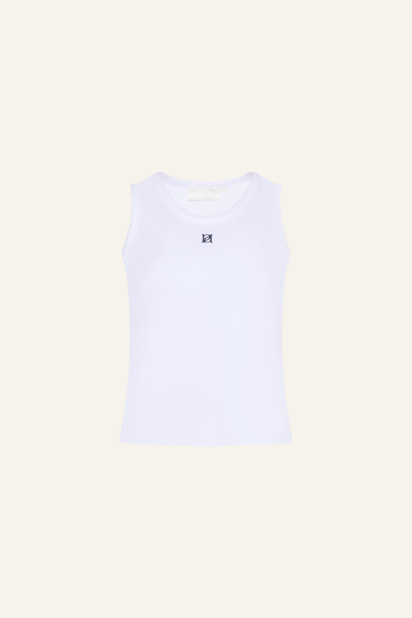 Ribbed Emblem Vest Top - Crème