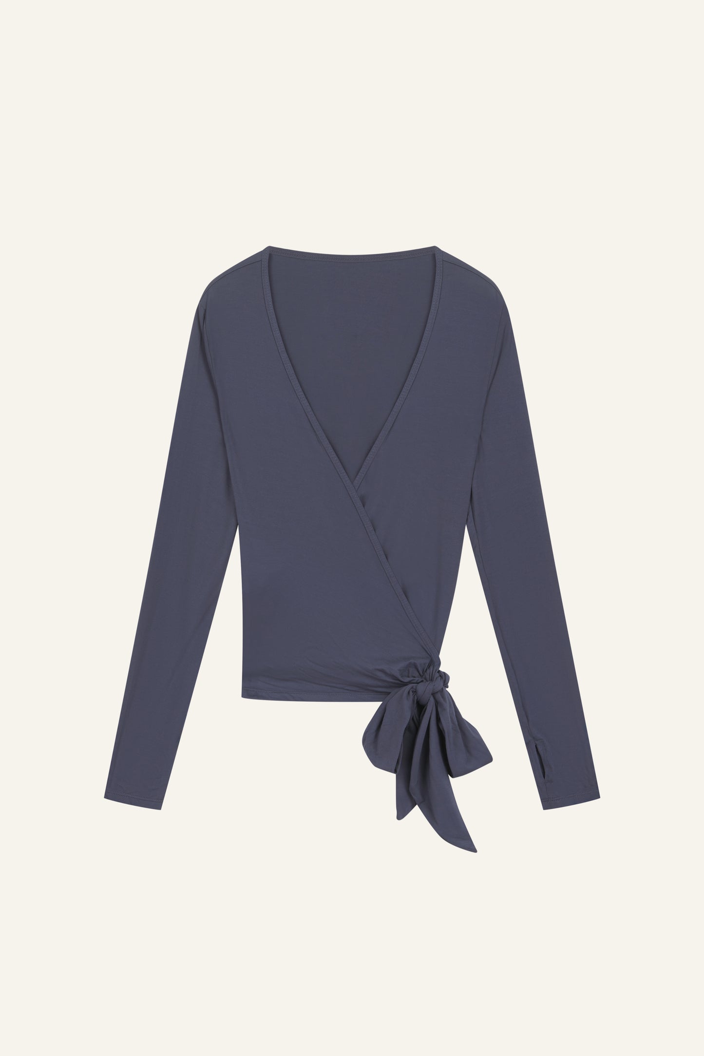 Ballet Wrap Long Sleeve Top - Slate Blue